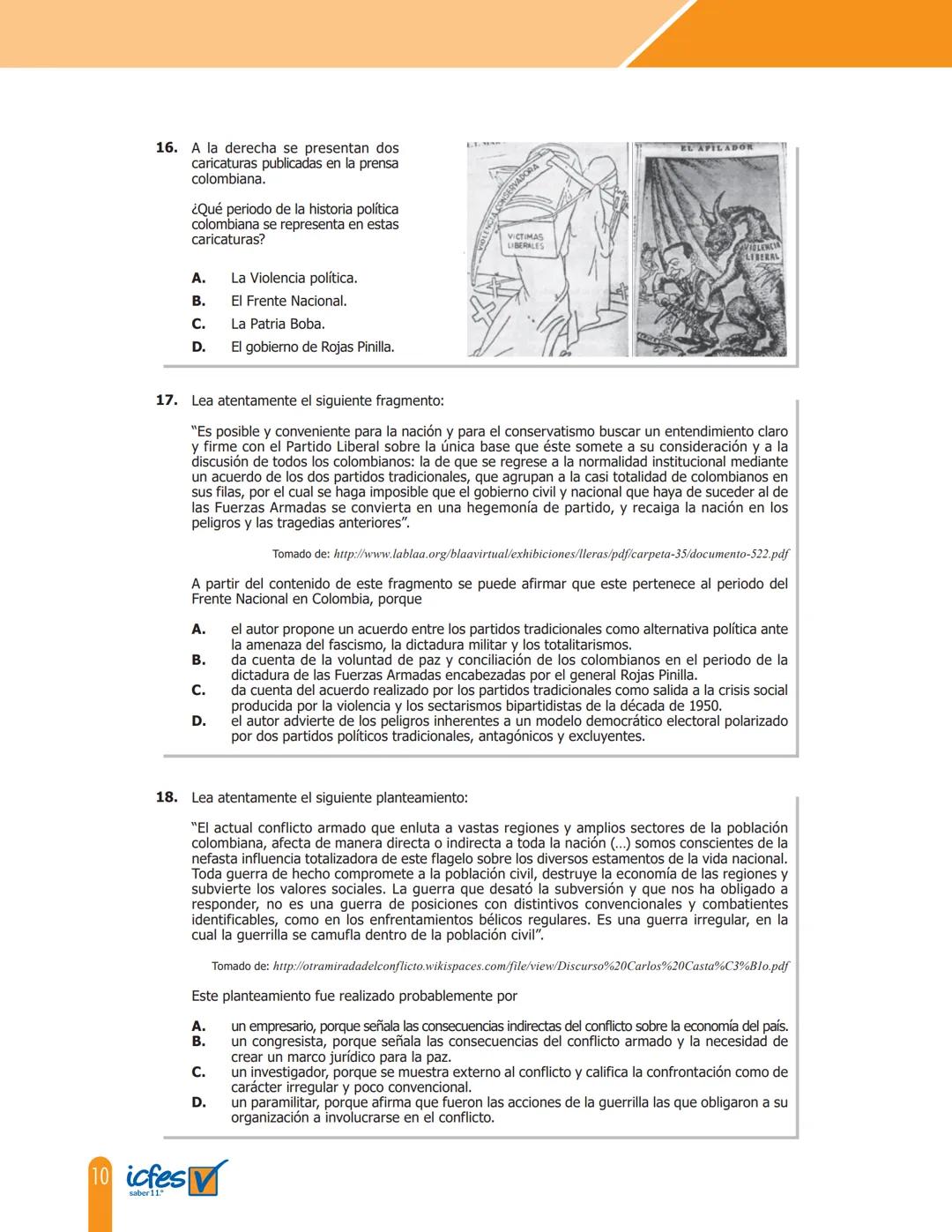 Cuadernillo de preguntas
Saber 11.°
Prueba de sociales y
competencias ciudadanas
icfes
saber 11.°
GOBIERNO
DE COLOMBIA
MINEDUCACIÓN icfes
me