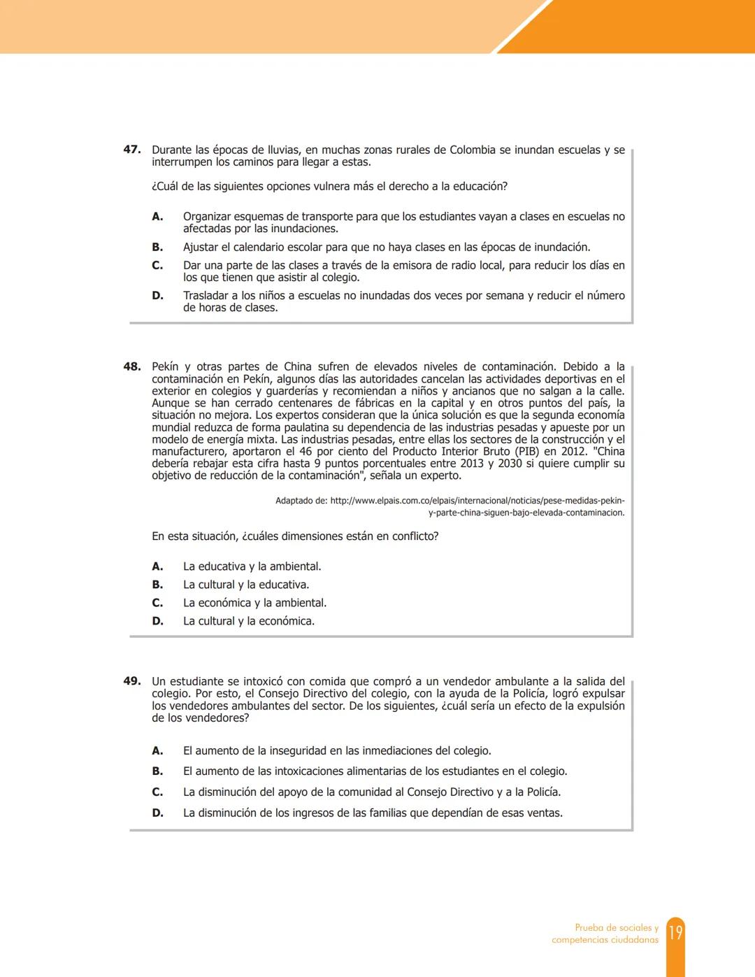 Cuadernillo de preguntas
Saber 11.°
Prueba de sociales y
competencias ciudadanas
icfes
saber 11.°
GOBIERNO
DE COLOMBIA
MINEDUCACIÓN icfes
me