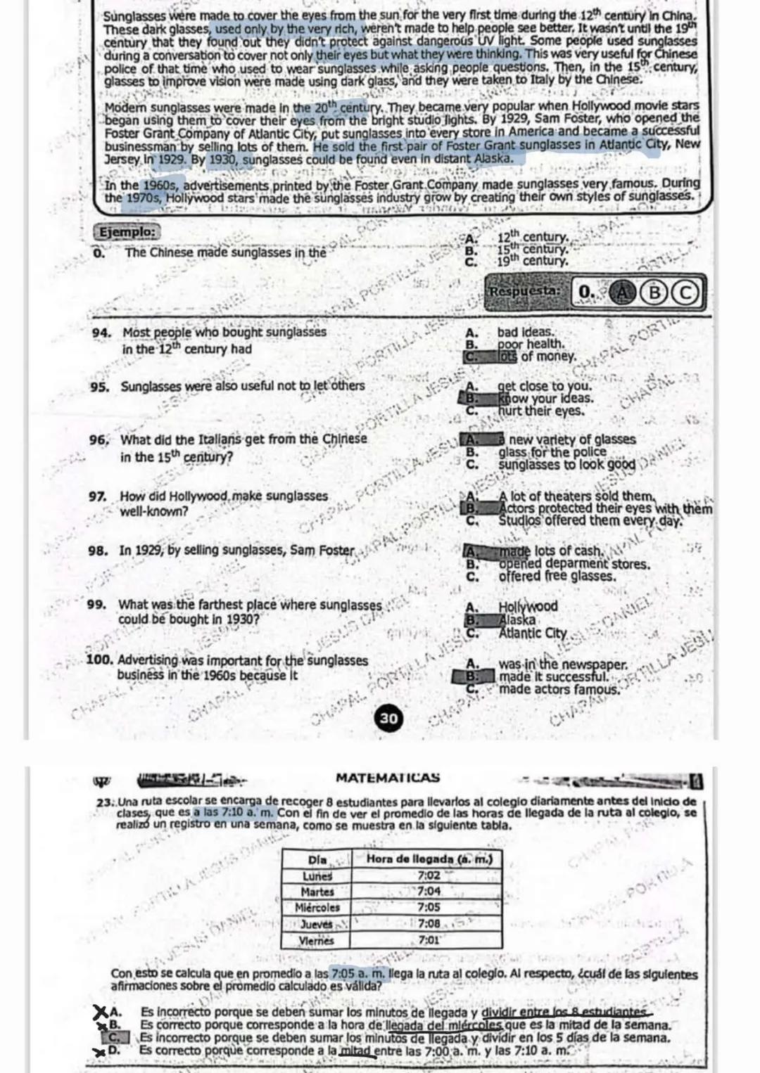 PARTE 4
RESPONDA LAS PREGUNTAS 86 A 93 DE ACUERDO CON EL SIGUIENTE TEXTO
Lea el texto, y seleccione la palabra correcta para cada espacio.
E