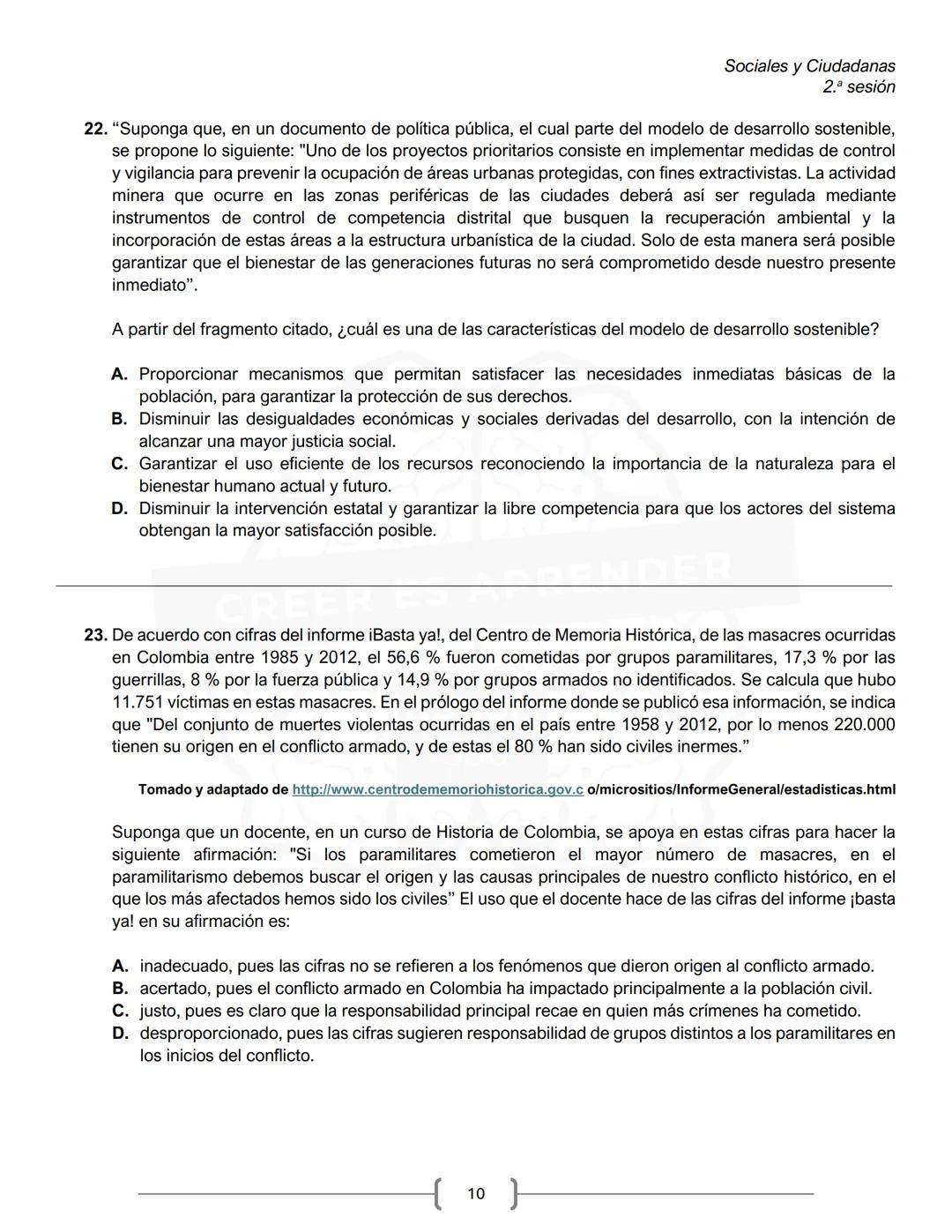 PREICFES GRUPO 500
GRUPO
500
CREER ES APR
SEGUNDA SESIÓN
PRUEBA S-1
No. Total de
Prueba
Preguntas
Tiempo Total
preguntas
Sociales y ciudadan