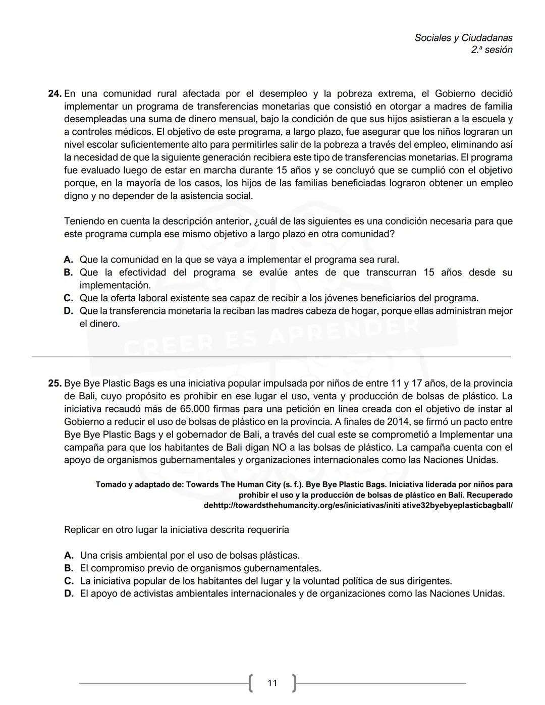 PREICFES GRUPO 500
GRUPO
500
CREER ES APR
SEGUNDA SESIÓN
PRUEBA S-1
No. Total de
Prueba
Preguntas
Tiempo Total
preguntas
Sociales y ciudadan