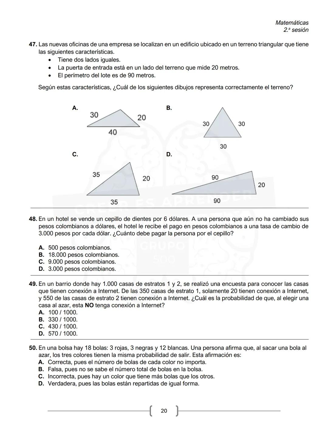PREICFES GRUPO 500
GRUPO
500
CREER ES APR
SEGUNDA SESIÓN
PRUEBA S-1
No. Total de
Prueba
Preguntas
Tiempo Total
preguntas
Sociales y ciudadan