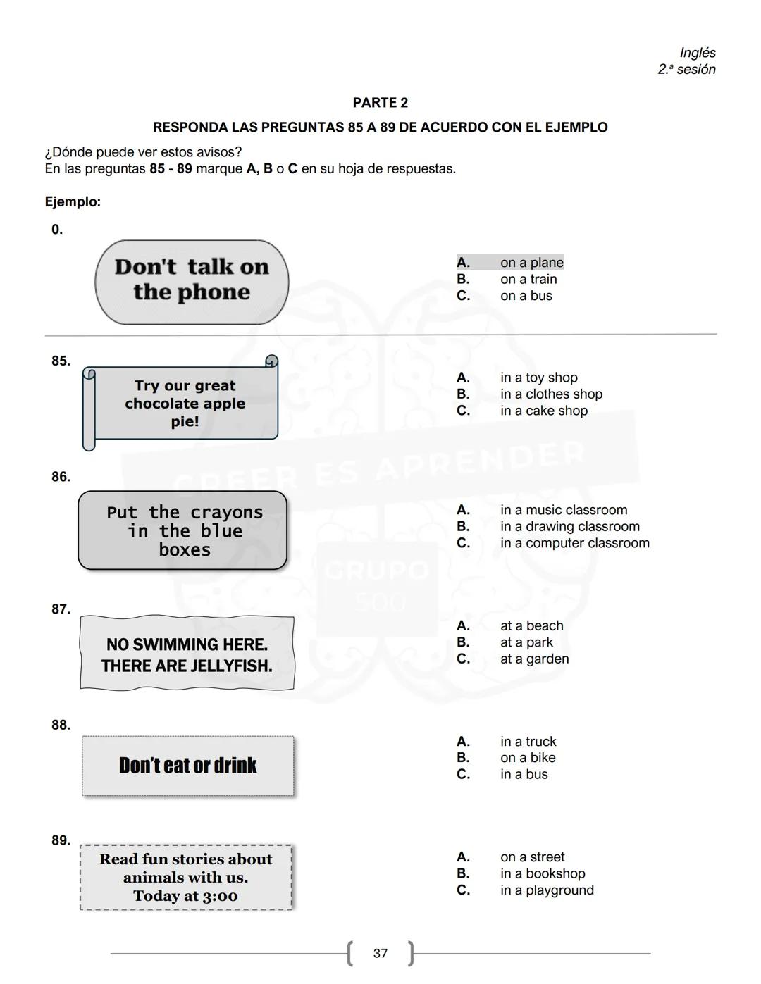 PREICFES GRUPO 500
GRUPO
500
CREER ES APR
SEGUNDA SESIÓN
PRUEBA S-1
No. Total de
Prueba
Preguntas
Tiempo Total
preguntas
Sociales y ciudadan