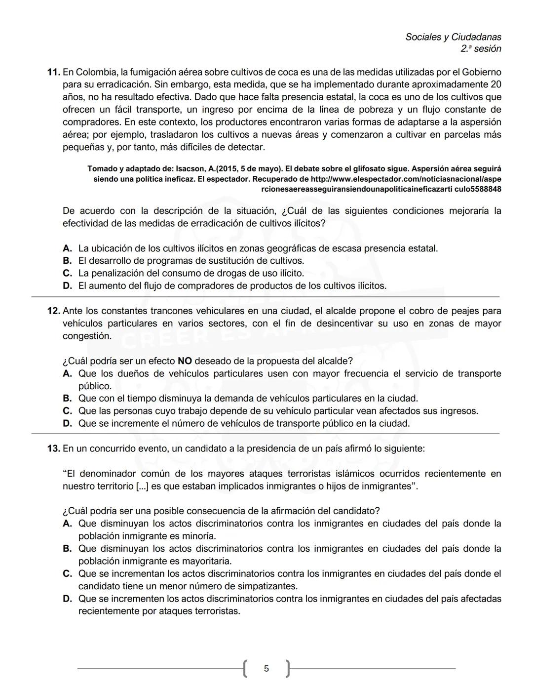 PREICFES GRUPO 500
GRUPO
500
CREER ES APR
SEGUNDA SESIÓN
PRUEBA S-1
No. Total de
Prueba
Preguntas
Tiempo Total
preguntas
Sociales y ciudadan