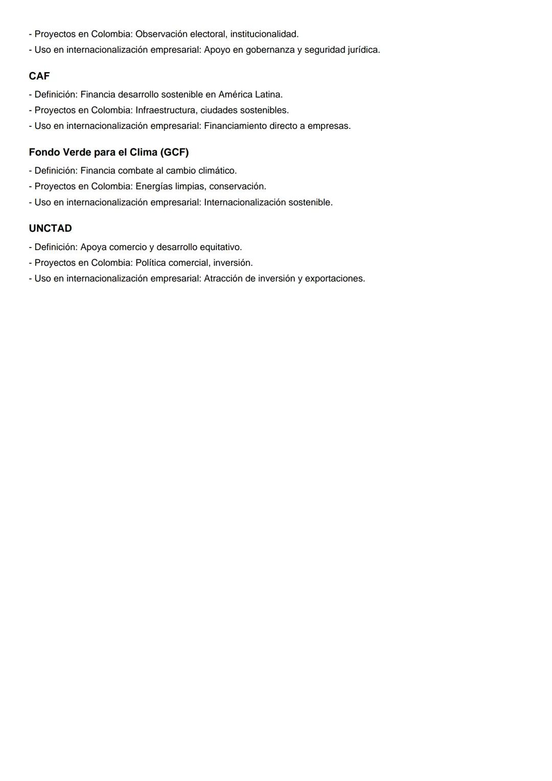 Organismos Multilaterales Internacionales
Banco Mundial (BM)
- Definición: Financia proyectos de desarrollo económico y social.
- Proyectos