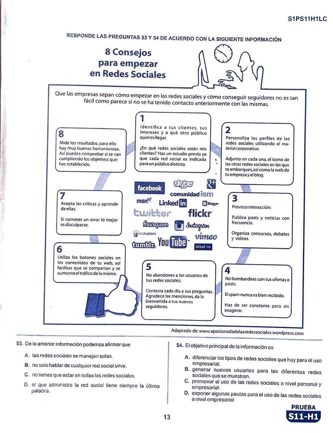 La
Evaluación
PRUEBA
S11-H1
Evaluación por Desempeño en Competencias
Primera sesión
En el siguiente cuadro se muestran las pruebas que confo