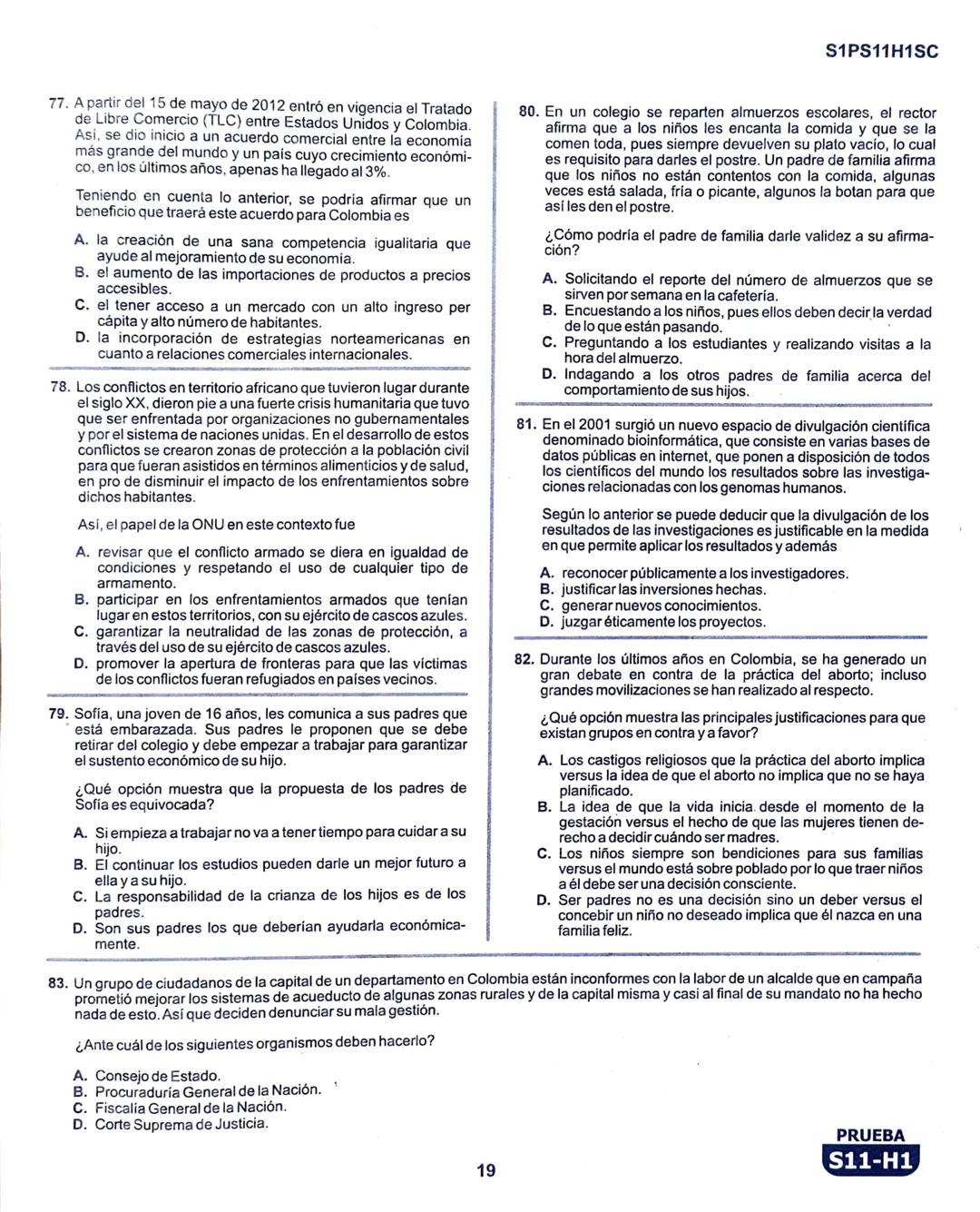 La
Evaluación
PRUEBA
S11-H1
Evaluación por Desempeño en Competencias
Primera sesión
En el siguiente cuadro se muestran las pruebas que confo