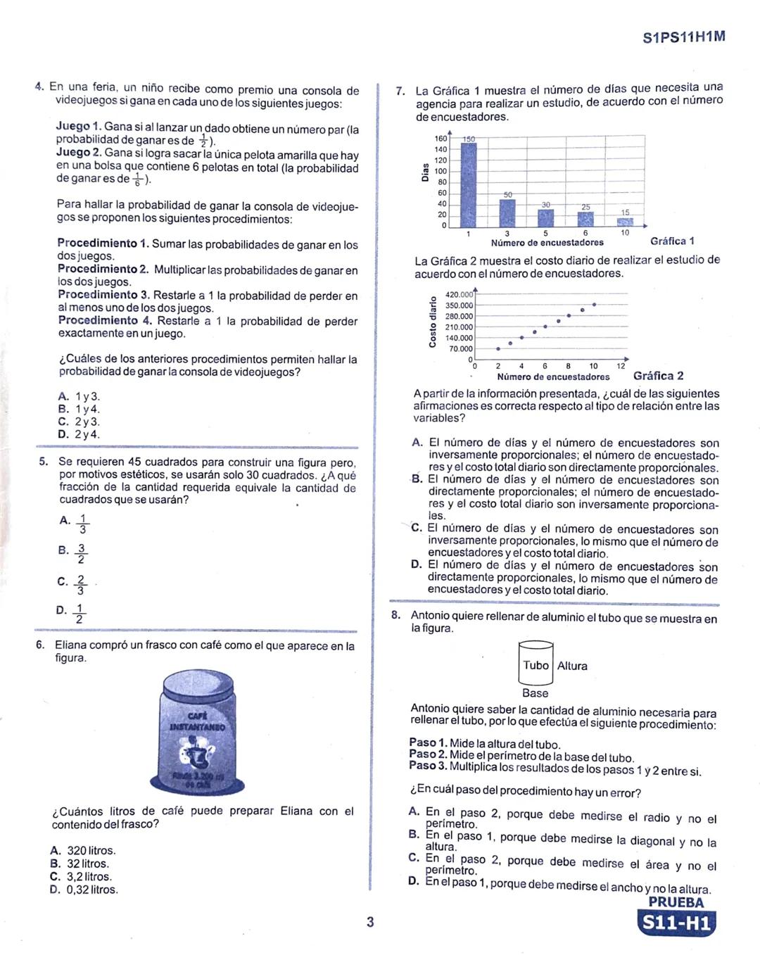 La
Evaluación
PRUEBA
S11-H1
Evaluación por Desempeño en Competencias
Primera sesión
En el siguiente cuadro se muestran las pruebas que confo