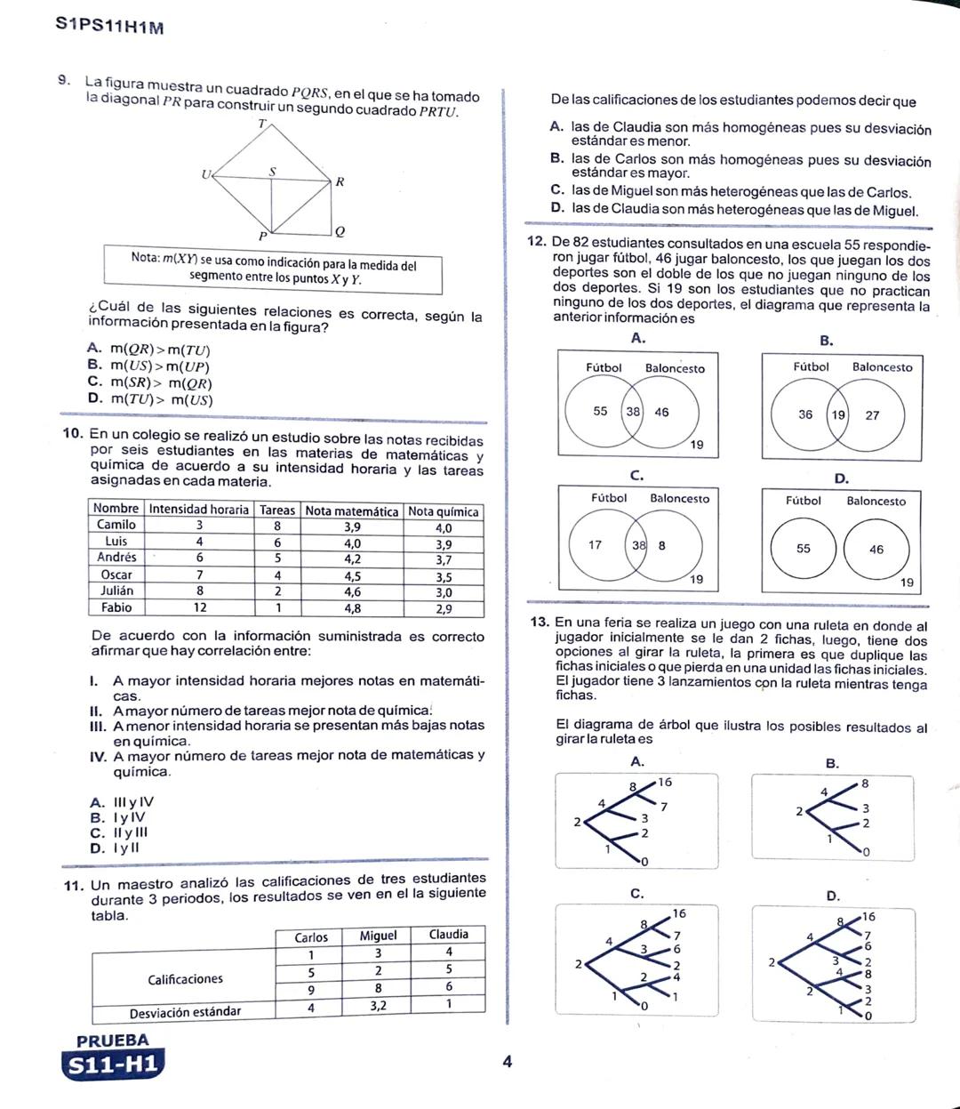 La
Evaluación
PRUEBA
S11-H1
Evaluación por Desempeño en Competencias
Primera sesión
En el siguiente cuadro se muestran las pruebas que confo