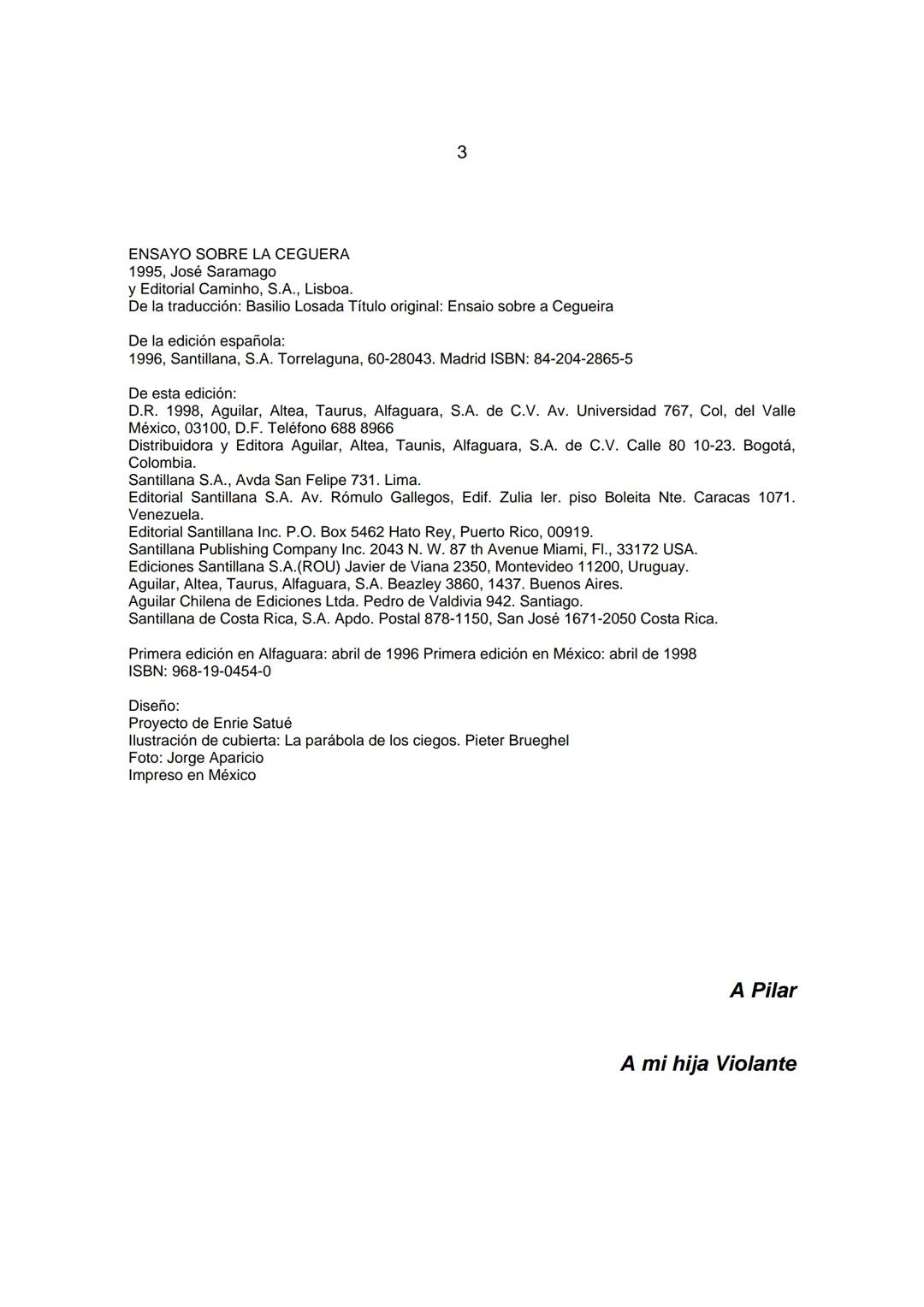 ## ENSAYO SOBRE
## LA CEGUERA
## JOSÉ SARAMAGO 2
José Saramago (1922) - Es uno de los novelistas portugueses modernos más
conocidos y aprec
