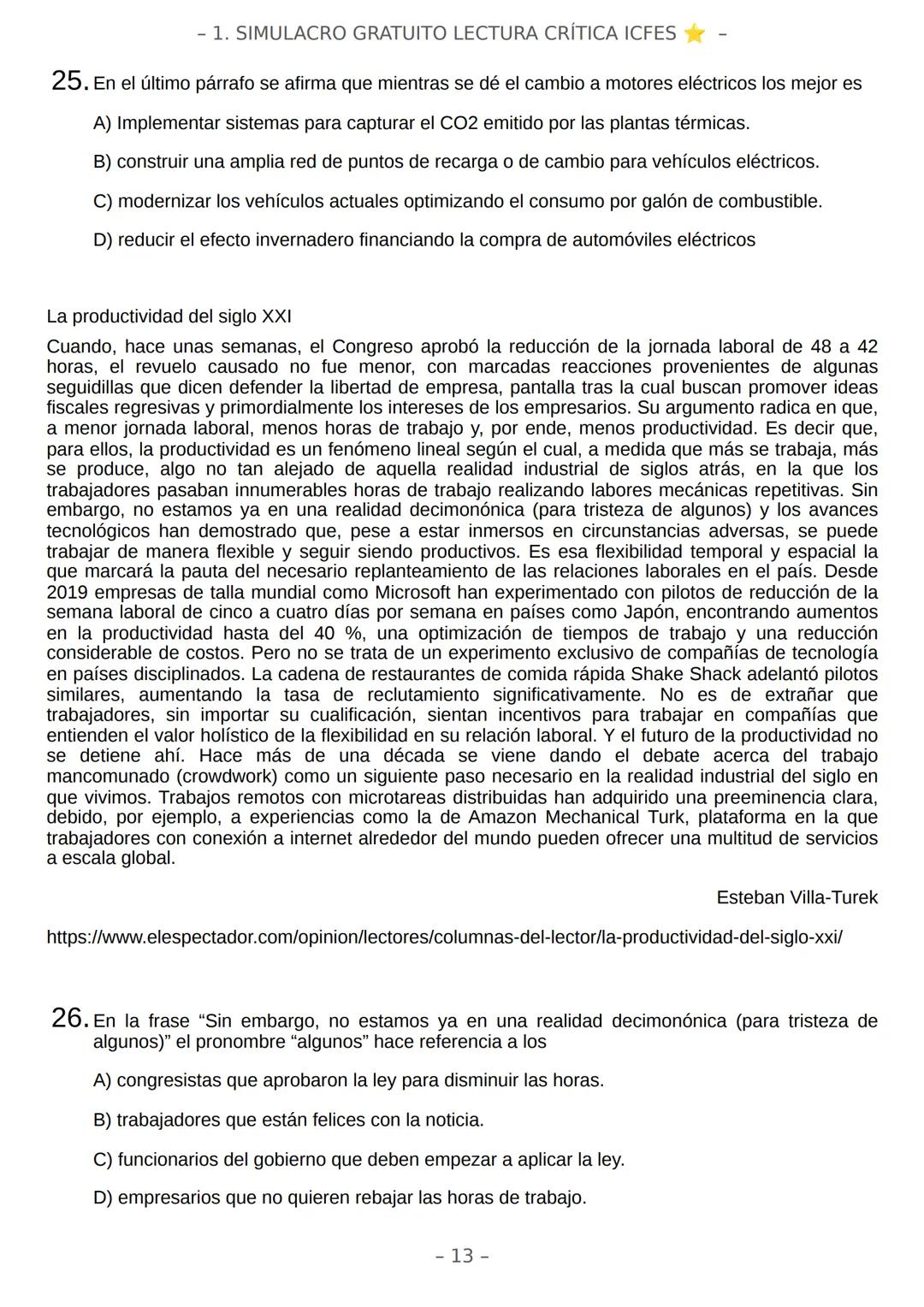 # SIMULACRO FILADD
filadd - 1. SIMULACRO GRATUITO LECTURA CRÍTICA ICFES
Recomendaciones:
* Nuestra plataforma registra el tiempo que te t
