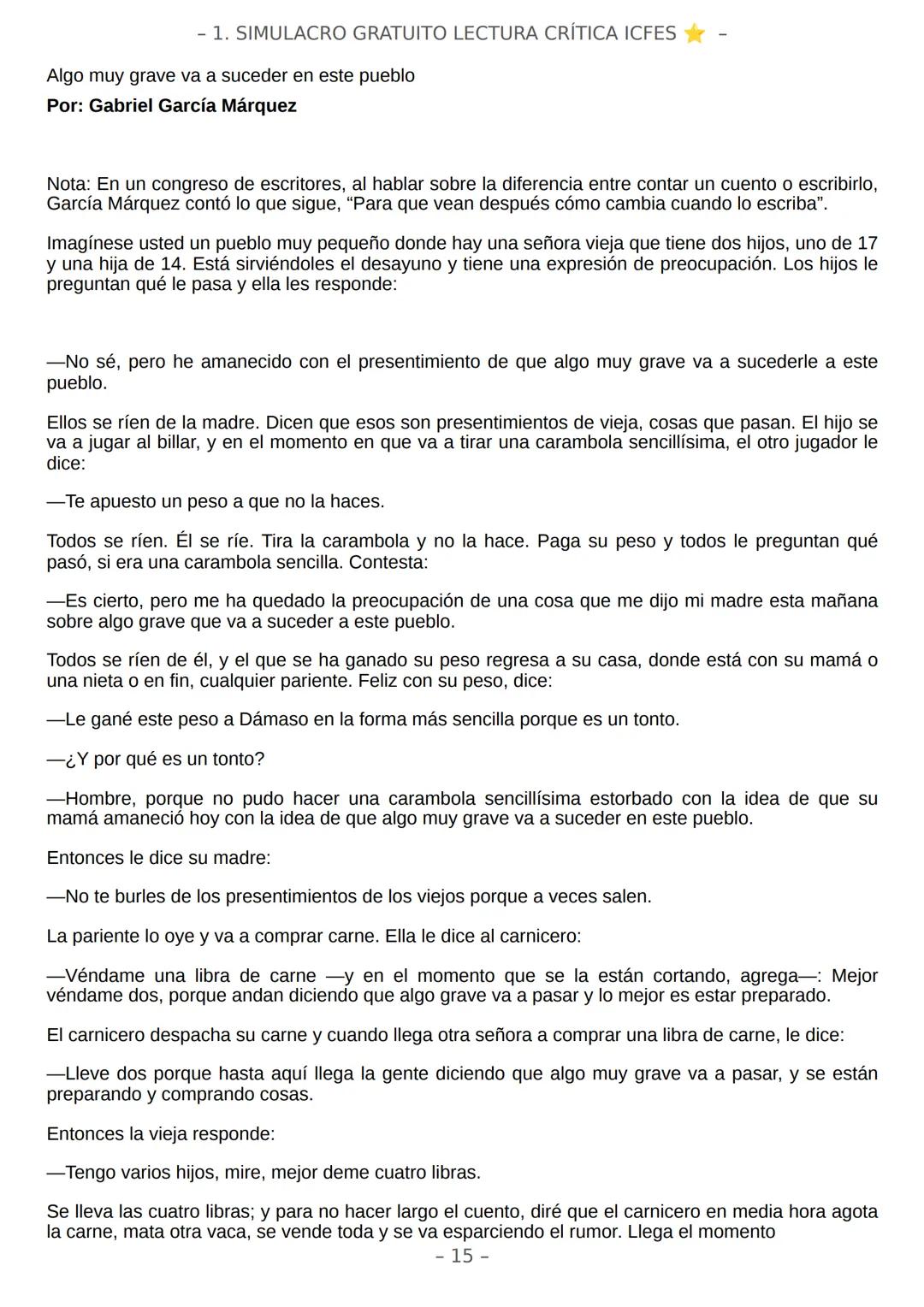 # SIMULACRO FILADD
filadd - 1. SIMULACRO GRATUITO LECTURA CRÍTICA ICFES
Recomendaciones:
* Nuestra plataforma registra el tiempo que te t