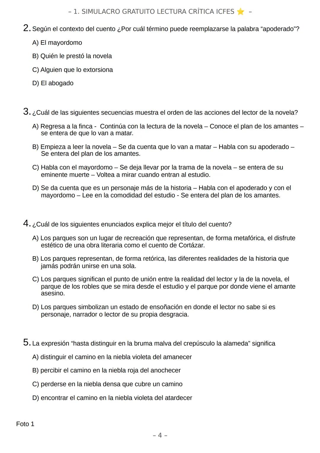 # SIMULACRO FILADD
filadd - 1. SIMULACRO GRATUITO LECTURA CRÍTICA ICFES
Recomendaciones:
* Nuestra plataforma registra el tiempo que te t