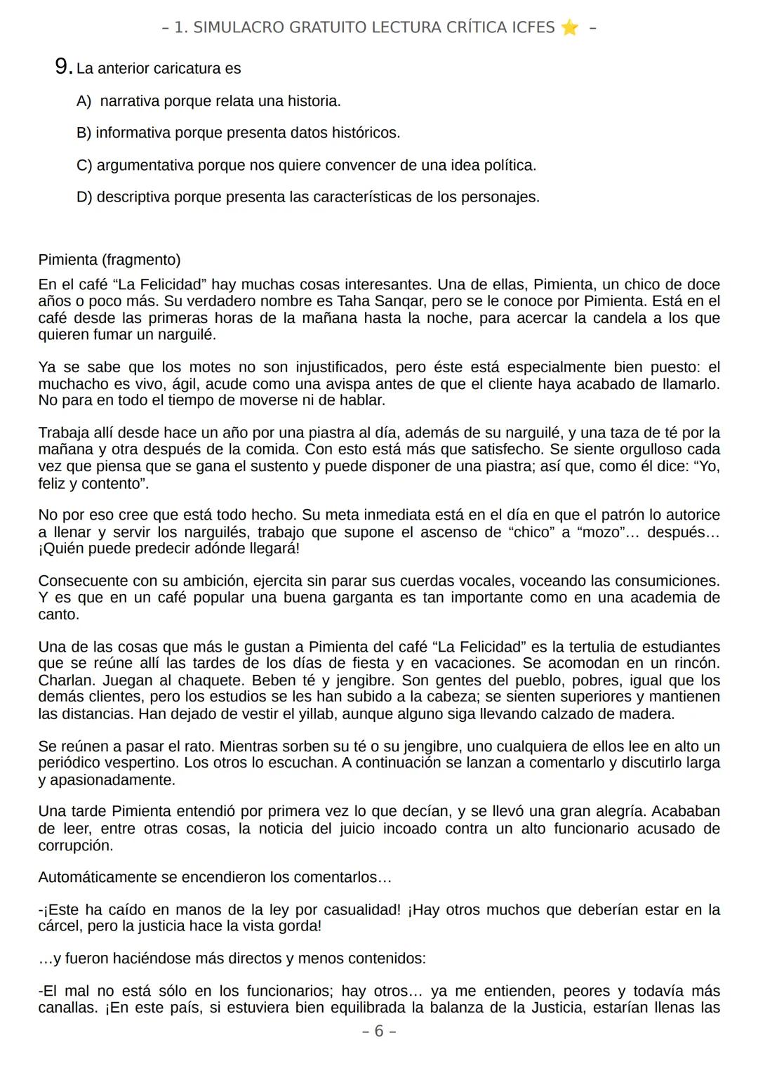 # SIMULACRO FILADD
filadd - 1. SIMULACRO GRATUITO LECTURA CRÍTICA ICFES
Recomendaciones:
* Nuestra plataforma registra el tiempo que te t