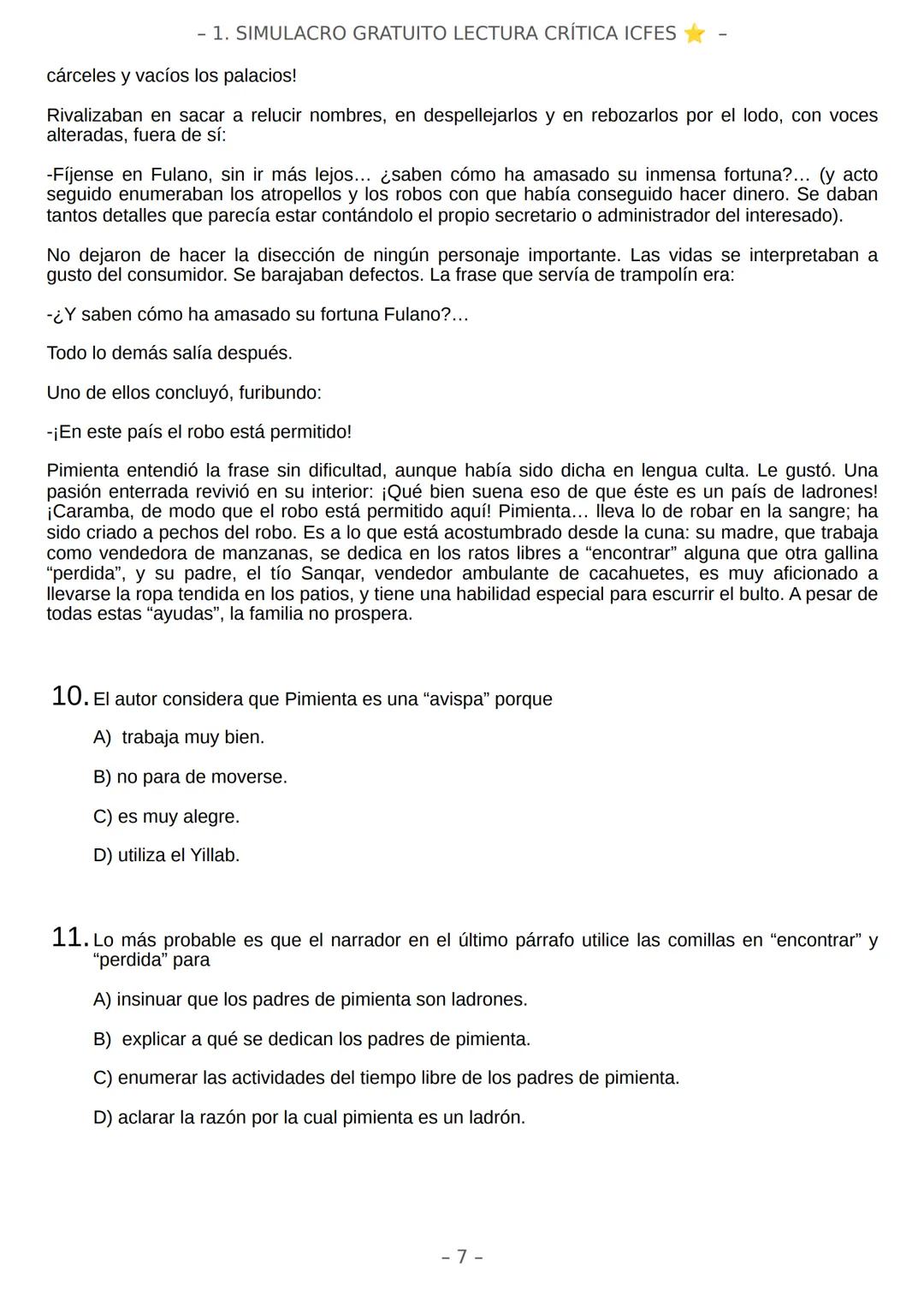# SIMULACRO FILADD
filadd - 1. SIMULACRO GRATUITO LECTURA CRÍTICA ICFES
Recomendaciones:
* Nuestra plataforma registra el tiempo que te t