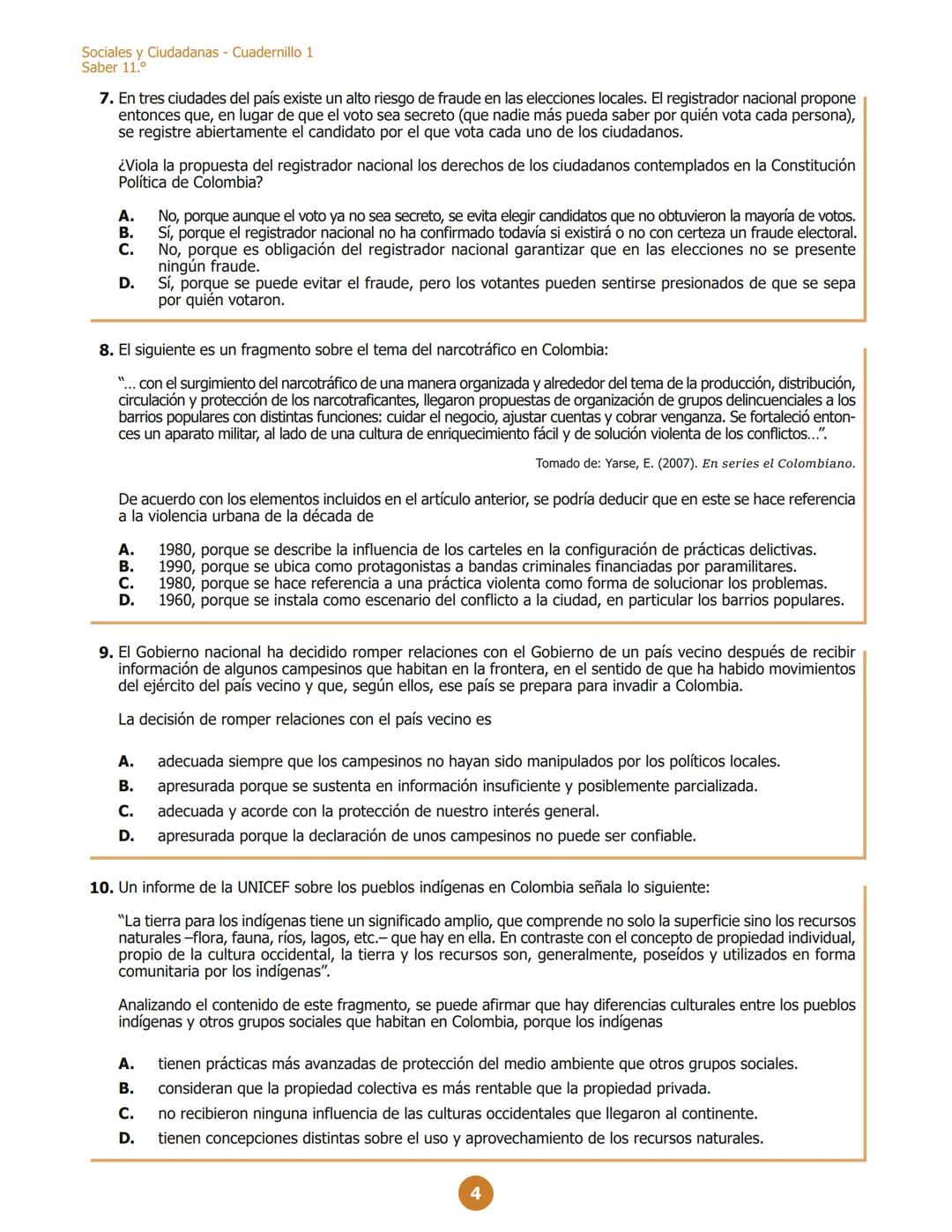 MINISTERIO DE EDUCACIÓN
NACIONAL
G11.D.D
D111
Sociales y Ciudadanas
Cuadernillo 1
2023
11.°
GRADO
07
¡Hola!
Queremos agradecer tu participac