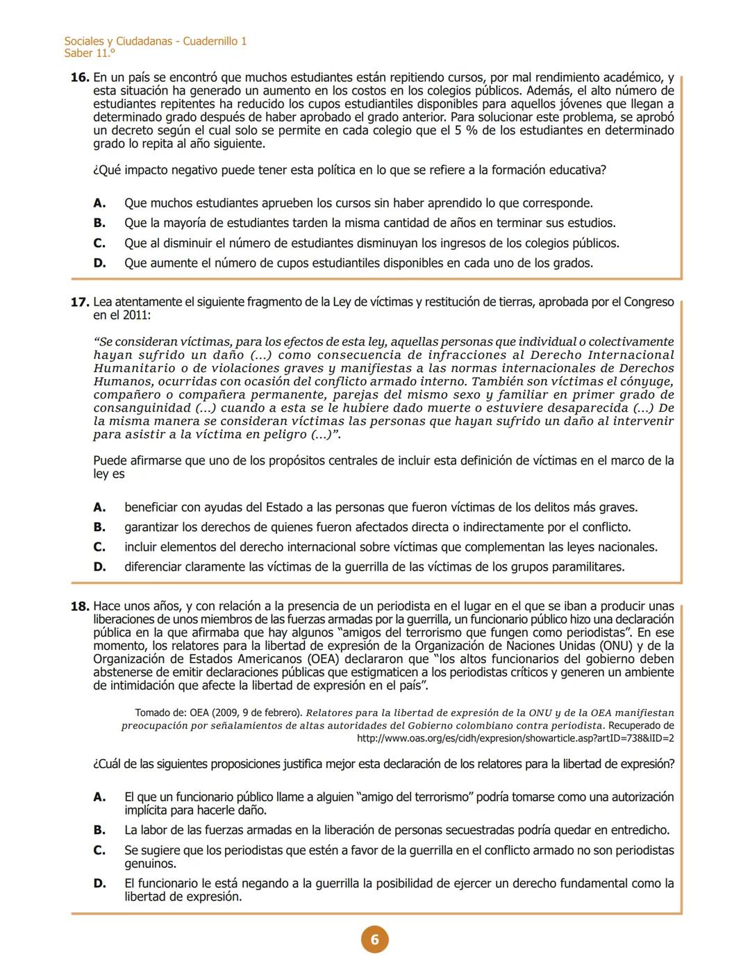 MINISTERIO DE EDUCACIÓN
NACIONAL
G11.D.D
D111
Sociales y Ciudadanas
Cuadernillo 1
2023
11.°
GRADO
07
¡Hola!
Queremos agradecer tu participac