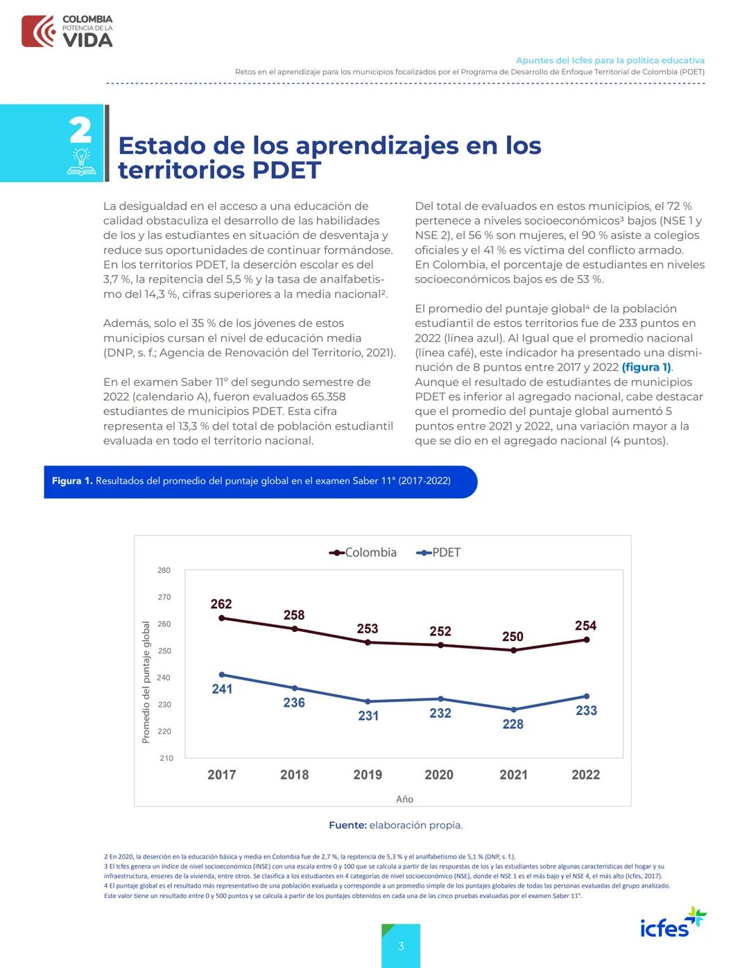 COLOMBIA
POTENCIA DE LA
VIDA
>> Apuntes
del Icfes
Apuntes del Icfes para la
política educativa
Retos en el aprendizaje para los municipios f