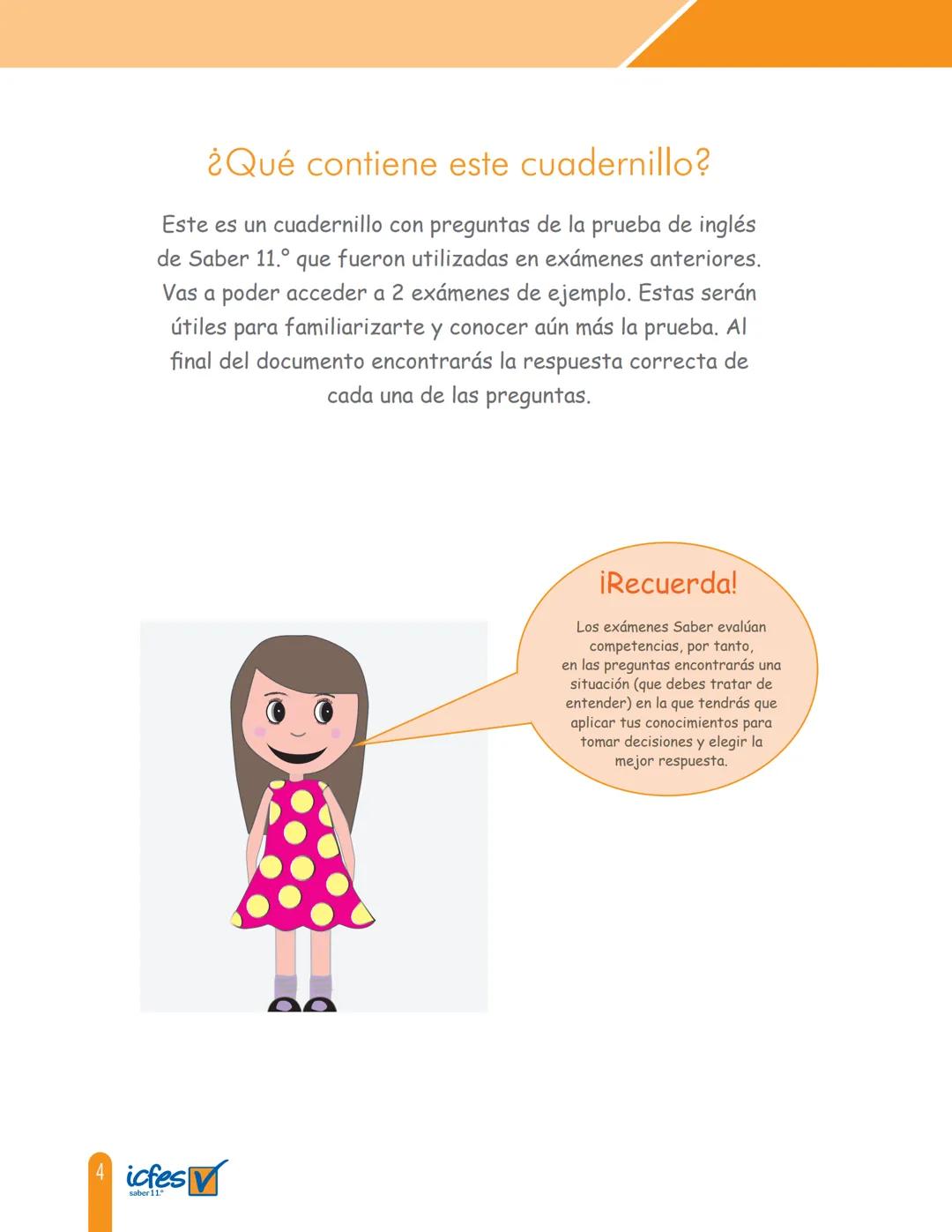 Cuadernillo de preguntas
Saber 11.°
Prueba de inglés
icfes
saber 11.°
GOBIERNO
DE COLOMBIA
MINEDUCACIÓN icfes
mejor saber Presidente de la R