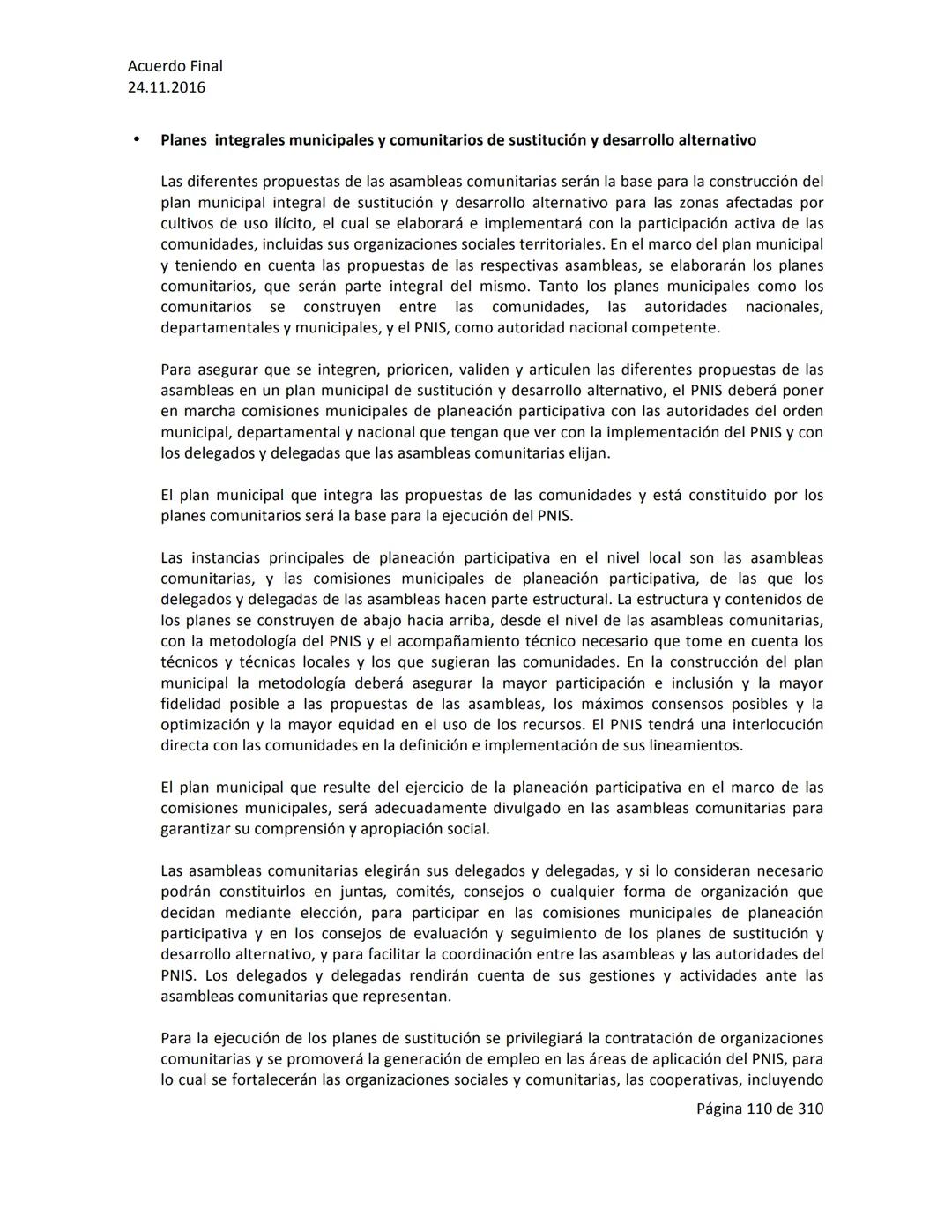 Acuerdo Final
24.11.2016
ACUERDO FINAL PARA LA TERMINACIÓN DEL CONFLICTO Y LA CONSTRUCCIÓN DE UNA PAZ
ESTABLE Y DURADERA
PREÁMBULO
Recordand