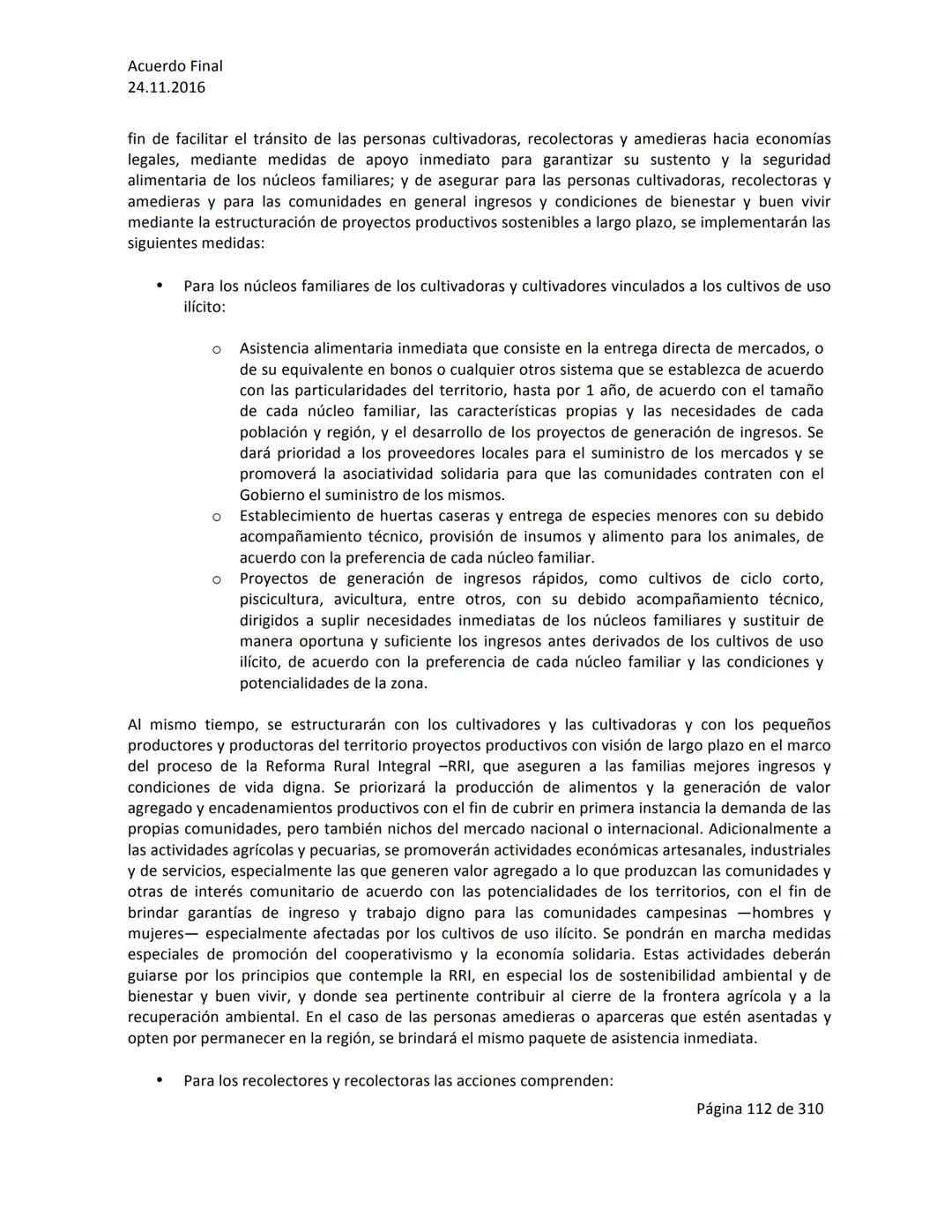 Acuerdo Final
24.11.2016
ACUERDO FINAL PARA LA TERMINACIÓN DEL CONFLICTO Y LA CONSTRUCCIÓN DE UNA PAZ
ESTABLE Y DURADERA
PREÁMBULO
Recordand