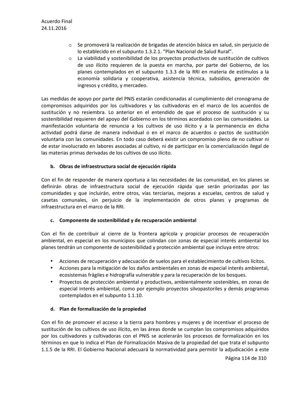 Acuerdo Final
24.11.2016
ACUERDO FINAL PARA LA TERMINACIÓN DEL CONFLICTO Y LA CONSTRUCCIÓN DE UNA PAZ
ESTABLE Y DURADERA
PREÁMBULO
Recordand