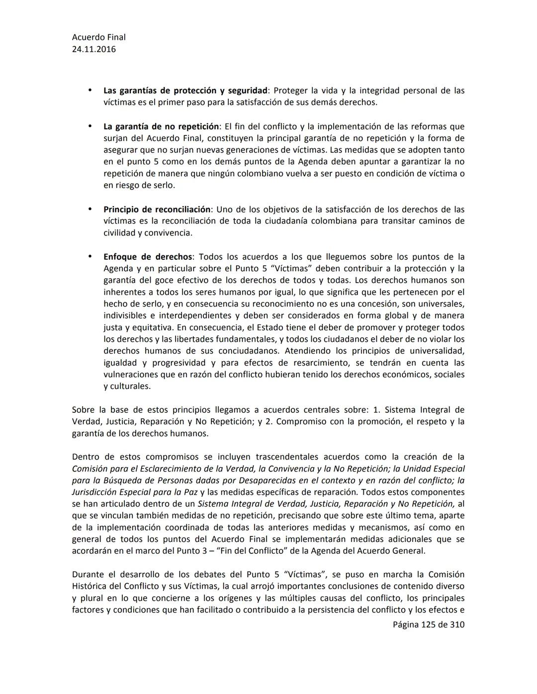 Acuerdo Final
24.11.2016
ACUERDO FINAL PARA LA TERMINACIÓN DEL CONFLICTO Y LA CONSTRUCCIÓN DE UNA PAZ
ESTABLE Y DURADERA
PREÁMBULO
Recordand