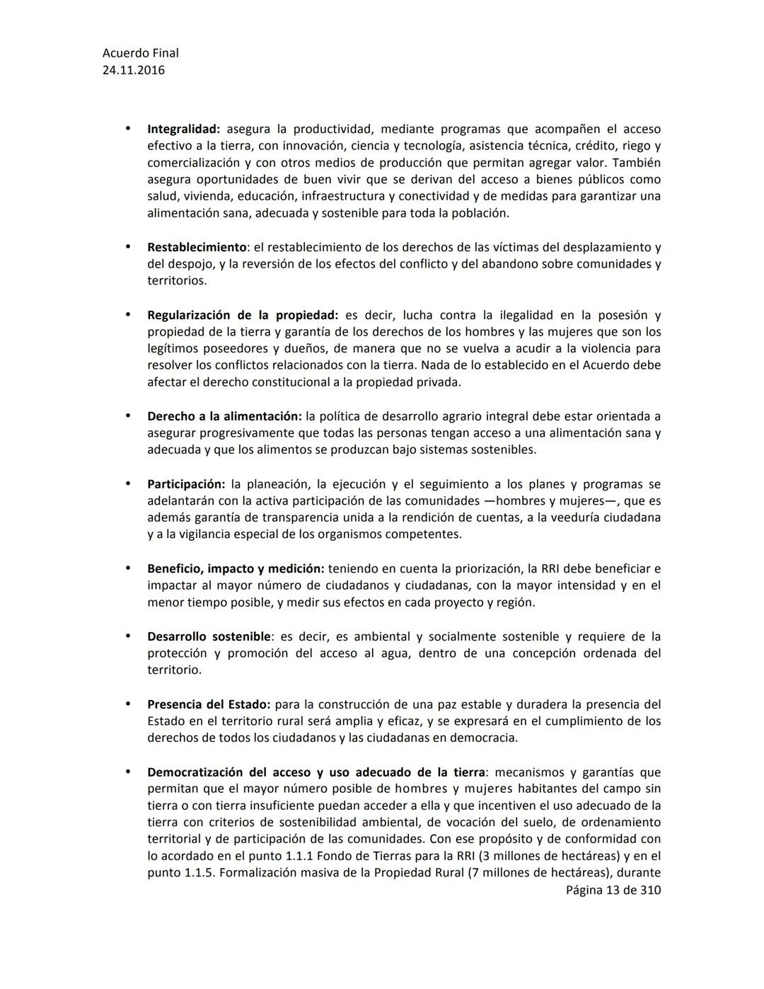 Acuerdo Final
24.11.2016
ACUERDO FINAL PARA LA TERMINACIÓN DEL CONFLICTO Y LA CONSTRUCCIÓN DE UNA PAZ
ESTABLE Y DURADERA
PREÁMBULO
Recordand