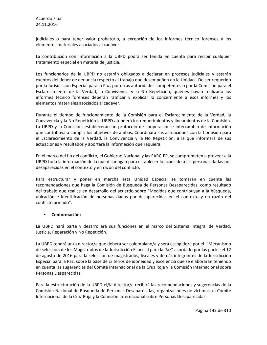 Acuerdo Final
24.11.2016
ACUERDO FINAL PARA LA TERMINACIÓN DEL CONFLICTO Y LA CONSTRUCCIÓN DE UNA PAZ
ESTABLE Y DURADERA
PREÁMBULO
Recordand