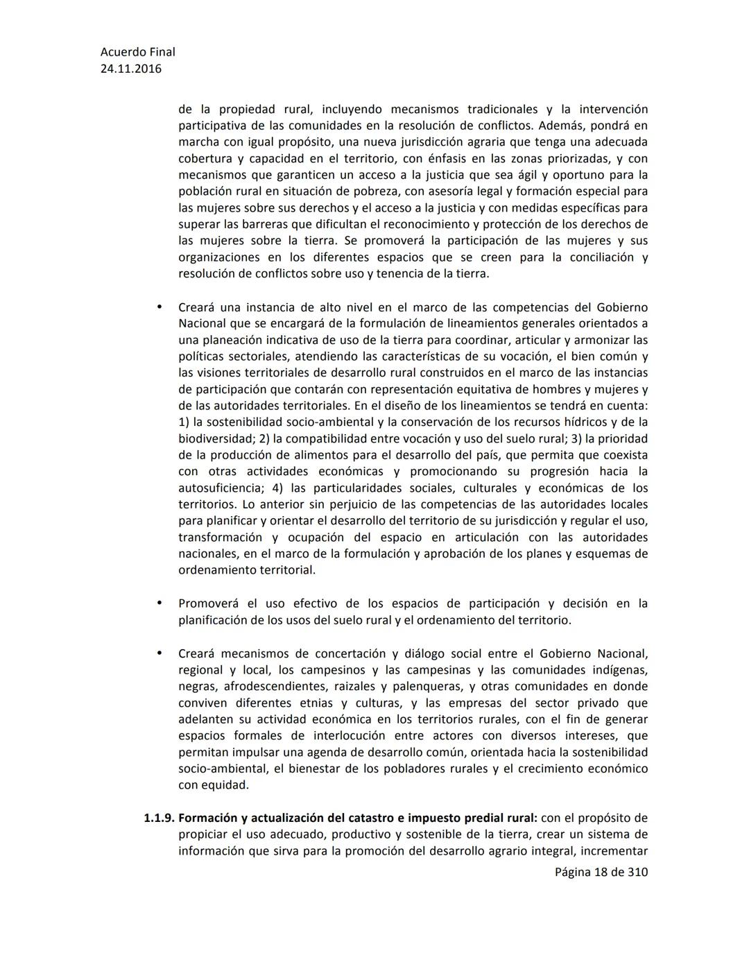 Acuerdo Final
24.11.2016
ACUERDO FINAL PARA LA TERMINACIÓN DEL CONFLICTO Y LA CONSTRUCCIÓN DE UNA PAZ
ESTABLE Y DURADERA
PREÁMBULO
Recordand