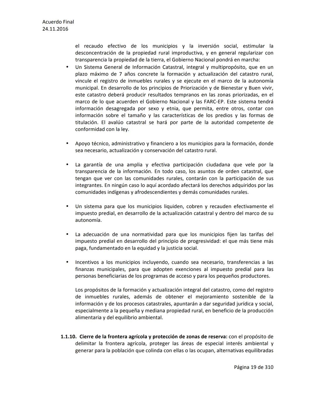 Acuerdo Final
24.11.2016
ACUERDO FINAL PARA LA TERMINACIÓN DEL CONFLICTO Y LA CONSTRUCCIÓN DE UNA PAZ
ESTABLE Y DURADERA
PREÁMBULO
Recordand