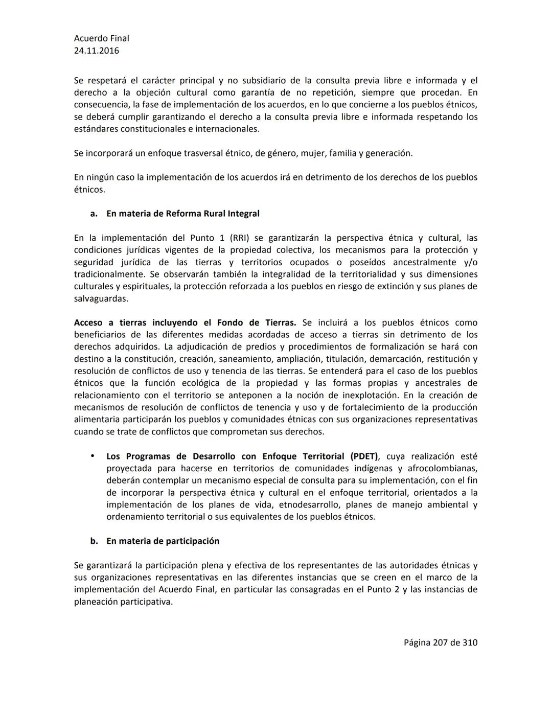 Acuerdo Final
24.11.2016
ACUERDO FINAL PARA LA TERMINACIÓN DEL CONFLICTO Y LA CONSTRUCCIÓN DE UNA PAZ
ESTABLE Y DURADERA
PREÁMBULO
Recordand