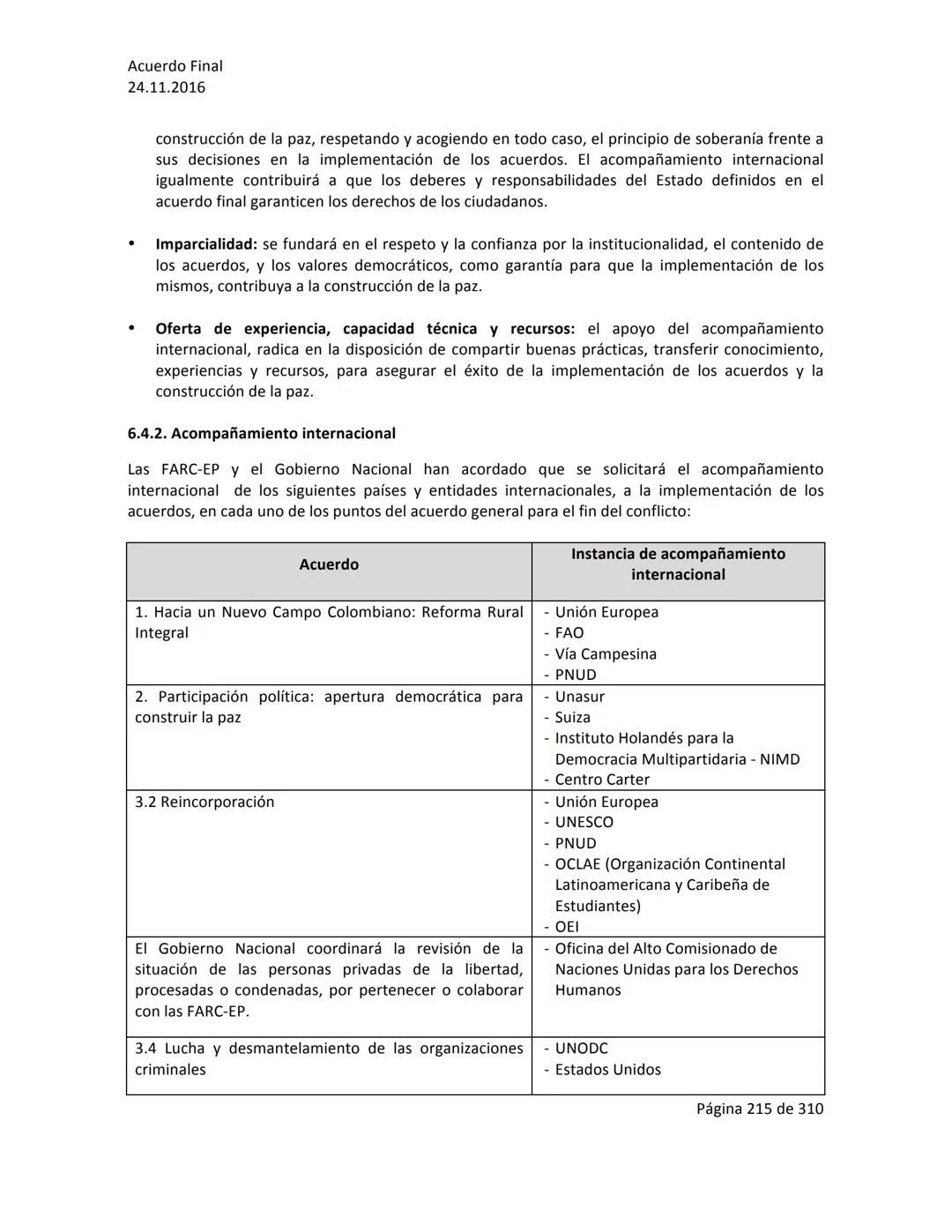 Acuerdo Final
24.11.2016
ACUERDO FINAL PARA LA TERMINACIÓN DEL CONFLICTO Y LA CONSTRUCCIÓN DE UNA PAZ
ESTABLE Y DURADERA
PREÁMBULO
Recordand