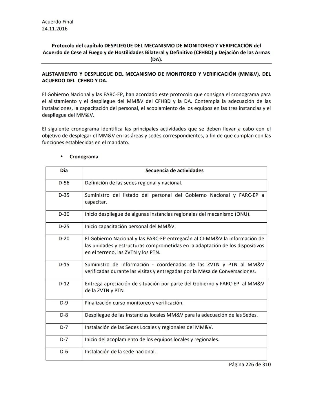 Acuerdo Final
24.11.2016
ACUERDO FINAL PARA LA TERMINACIÓN DEL CONFLICTO Y LA CONSTRUCCIÓN DE UNA PAZ
ESTABLE Y DURADERA
PREÁMBULO
Recordand