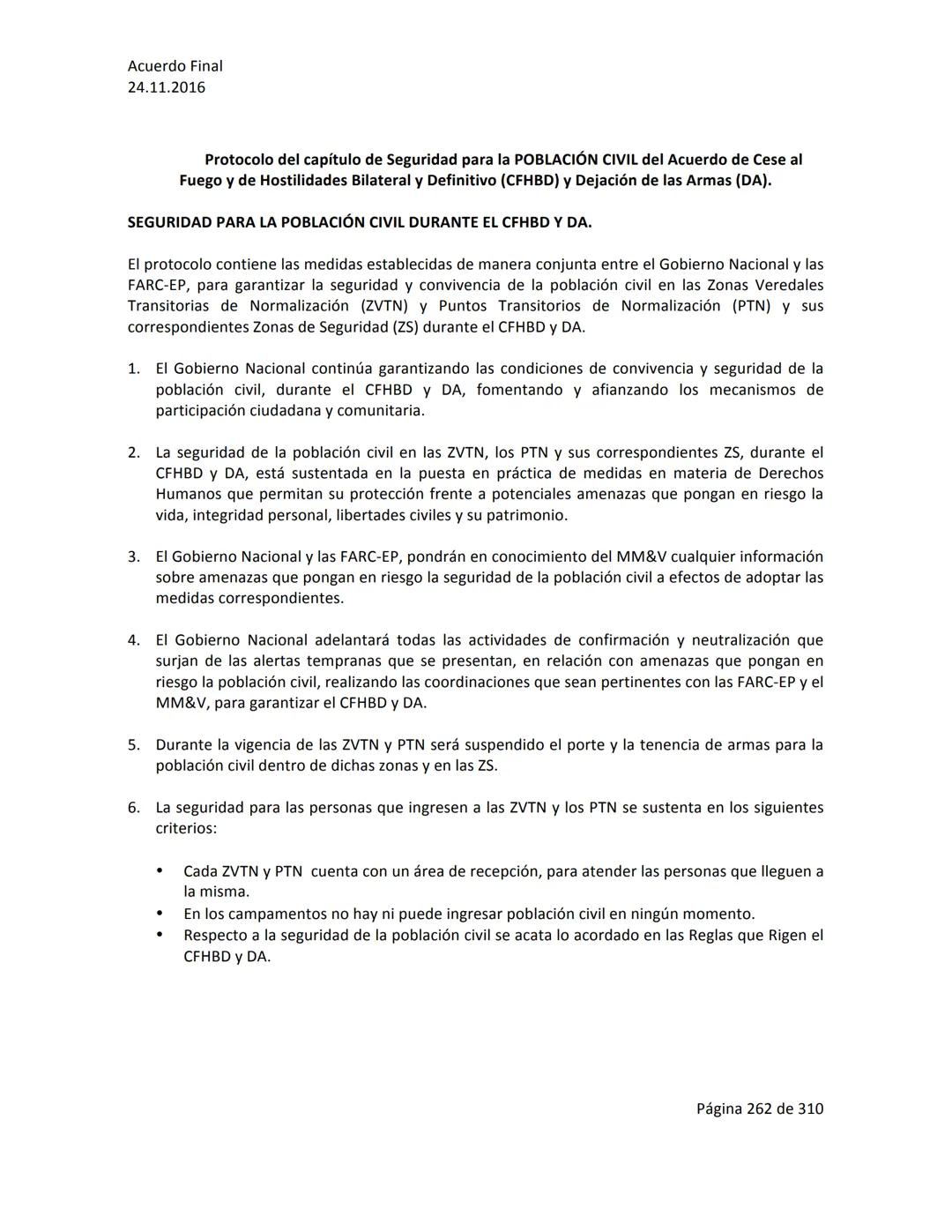 Acuerdo Final
24.11.2016
ACUERDO FINAL PARA LA TERMINACIÓN DEL CONFLICTO Y LA CONSTRUCCIÓN DE UNA PAZ
ESTABLE Y DURADERA
PREÁMBULO
Recordand