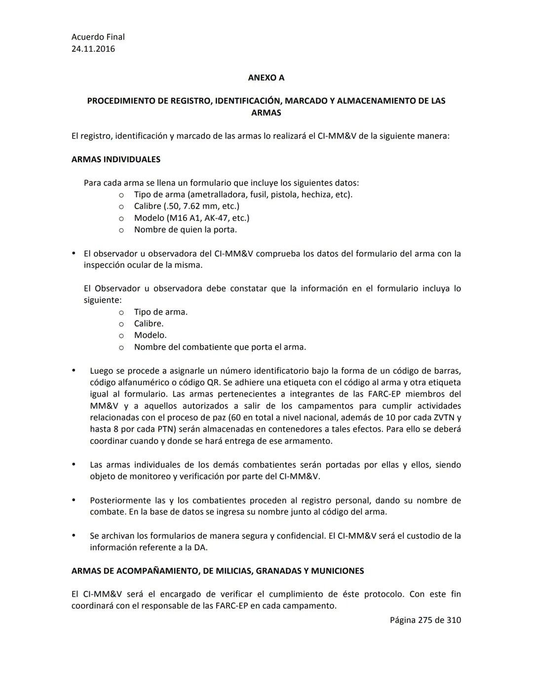 Acuerdo Final
24.11.2016
ACUERDO FINAL PARA LA TERMINACIÓN DEL CONFLICTO Y LA CONSTRUCCIÓN DE UNA PAZ
ESTABLE Y DURADERA
PREÁMBULO
Recordand