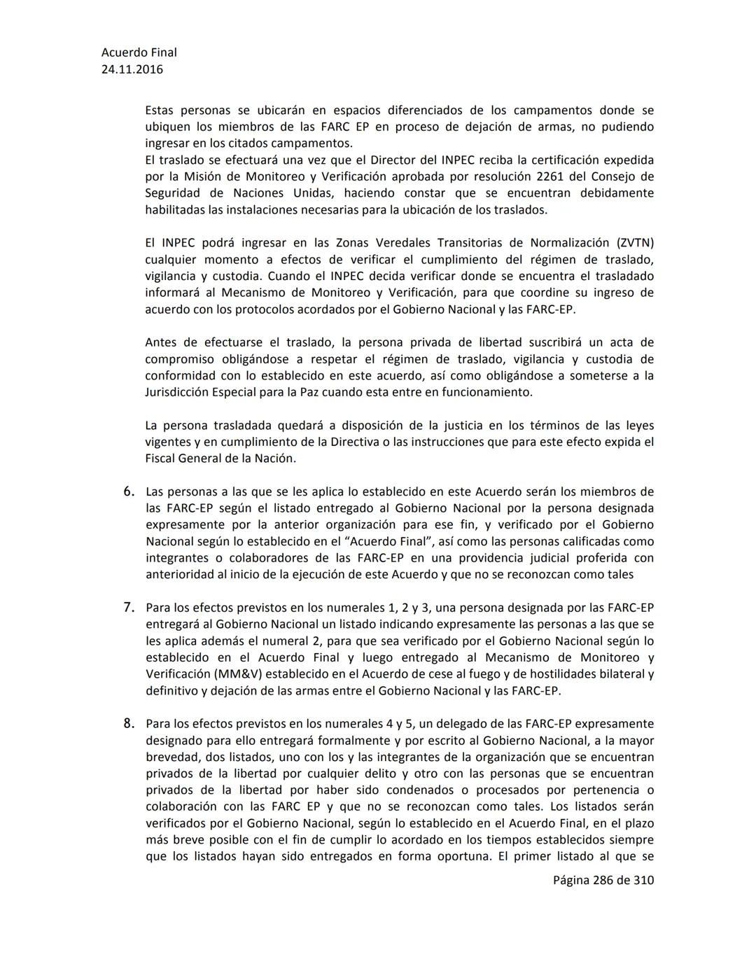 Acuerdo Final
24.11.2016
ACUERDO FINAL PARA LA TERMINACIÓN DEL CONFLICTO Y LA CONSTRUCCIÓN DE UNA PAZ
ESTABLE Y DURADERA
PREÁMBULO
Recordand