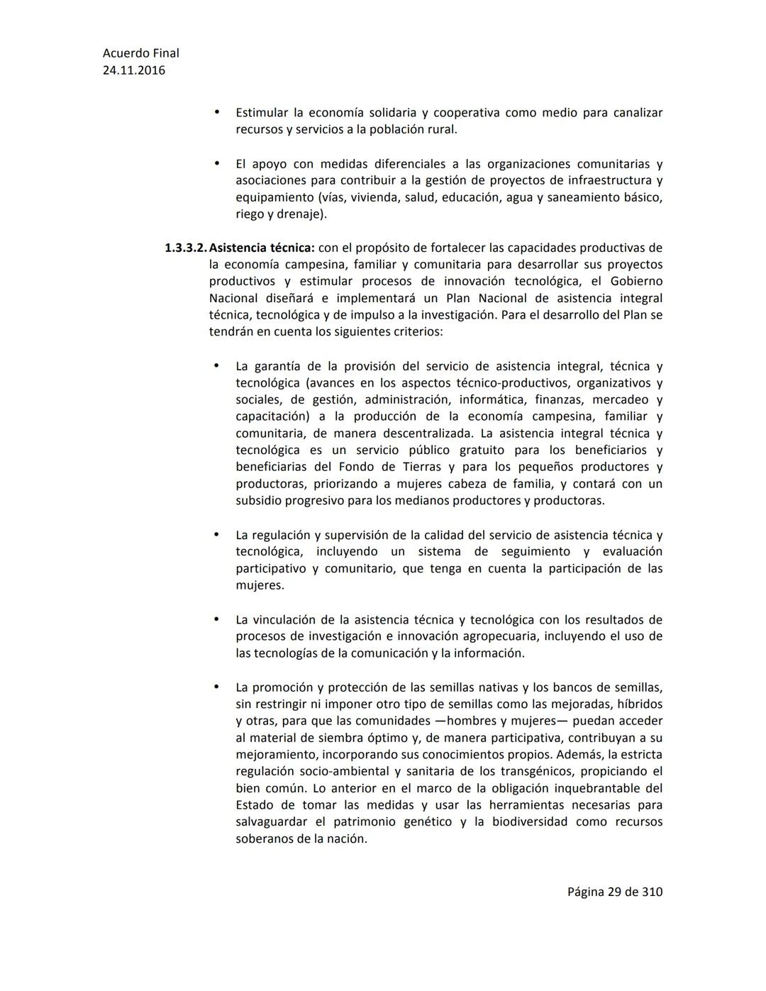 Acuerdo Final
24.11.2016
ACUERDO FINAL PARA LA TERMINACIÓN DEL CONFLICTO Y LA CONSTRUCCIÓN DE UNA PAZ
ESTABLE Y DURADERA
PREÁMBULO
Recordand