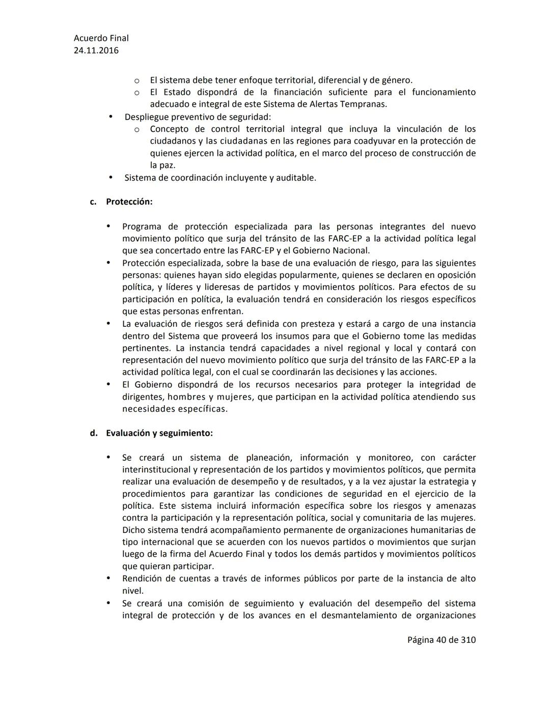 Acuerdo Final
24.11.2016
ACUERDO FINAL PARA LA TERMINACIÓN DEL CONFLICTO Y LA CONSTRUCCIÓN DE UNA PAZ
ESTABLE Y DURADERA
PREÁMBULO
Recordand