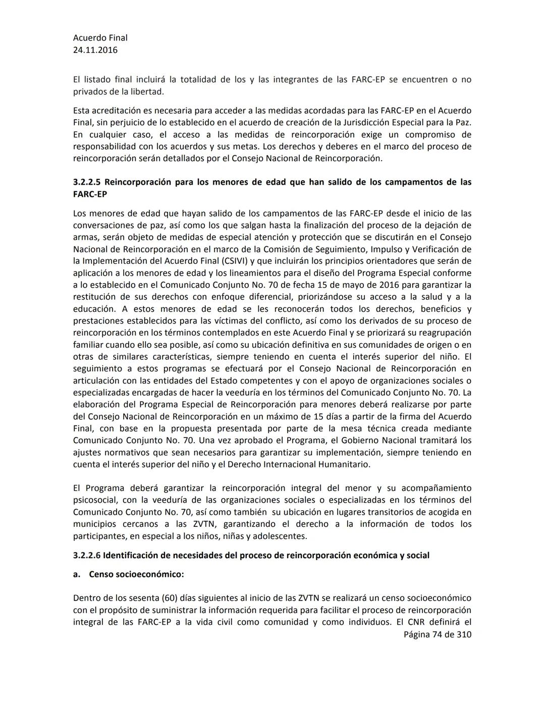 Acuerdo Final
24.11.2016
ACUERDO FINAL PARA LA TERMINACIÓN DEL CONFLICTO Y LA CONSTRUCCIÓN DE UNA PAZ
ESTABLE Y DURADERA
PREÁMBULO
Recordand