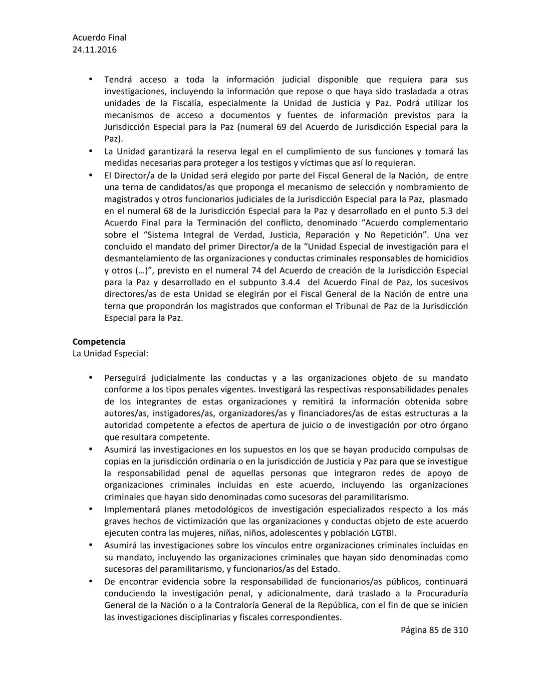 Acuerdo Final
24.11.2016
ACUERDO FINAL PARA LA TERMINACIÓN DEL CONFLICTO Y LA CONSTRUCCIÓN DE UNA PAZ
ESTABLE Y DURADERA
PREÁMBULO
Recordand