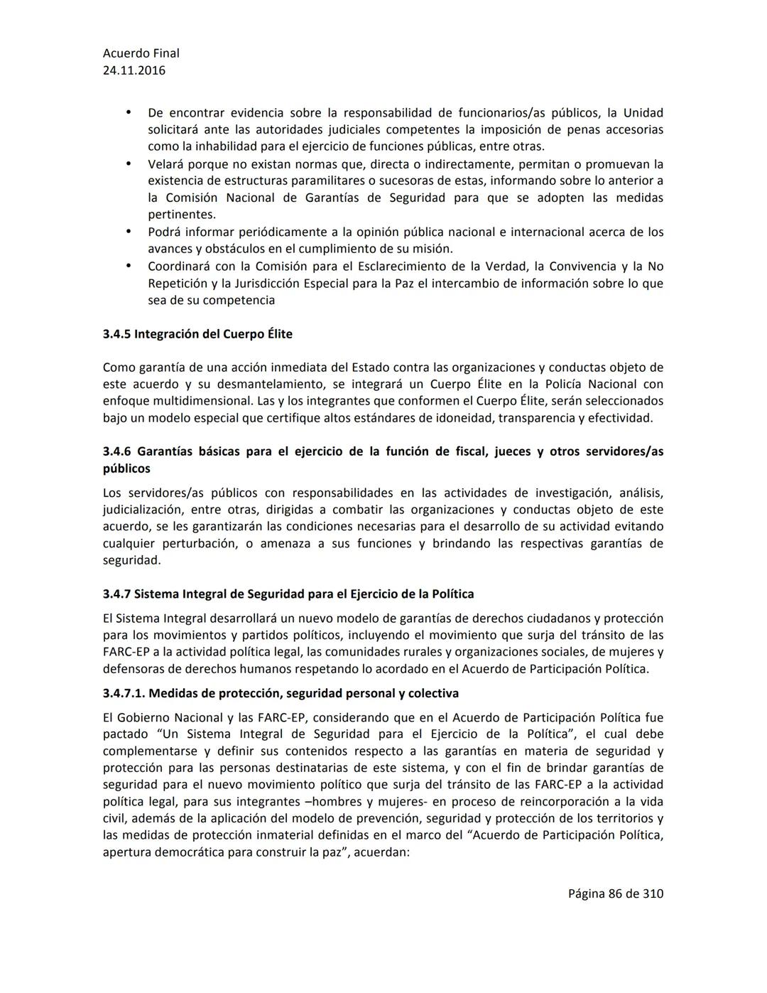 Acuerdo Final
24.11.2016
ACUERDO FINAL PARA LA TERMINACIÓN DEL CONFLICTO Y LA CONSTRUCCIÓN DE UNA PAZ
ESTABLE Y DURADERA
PREÁMBULO
Recordand