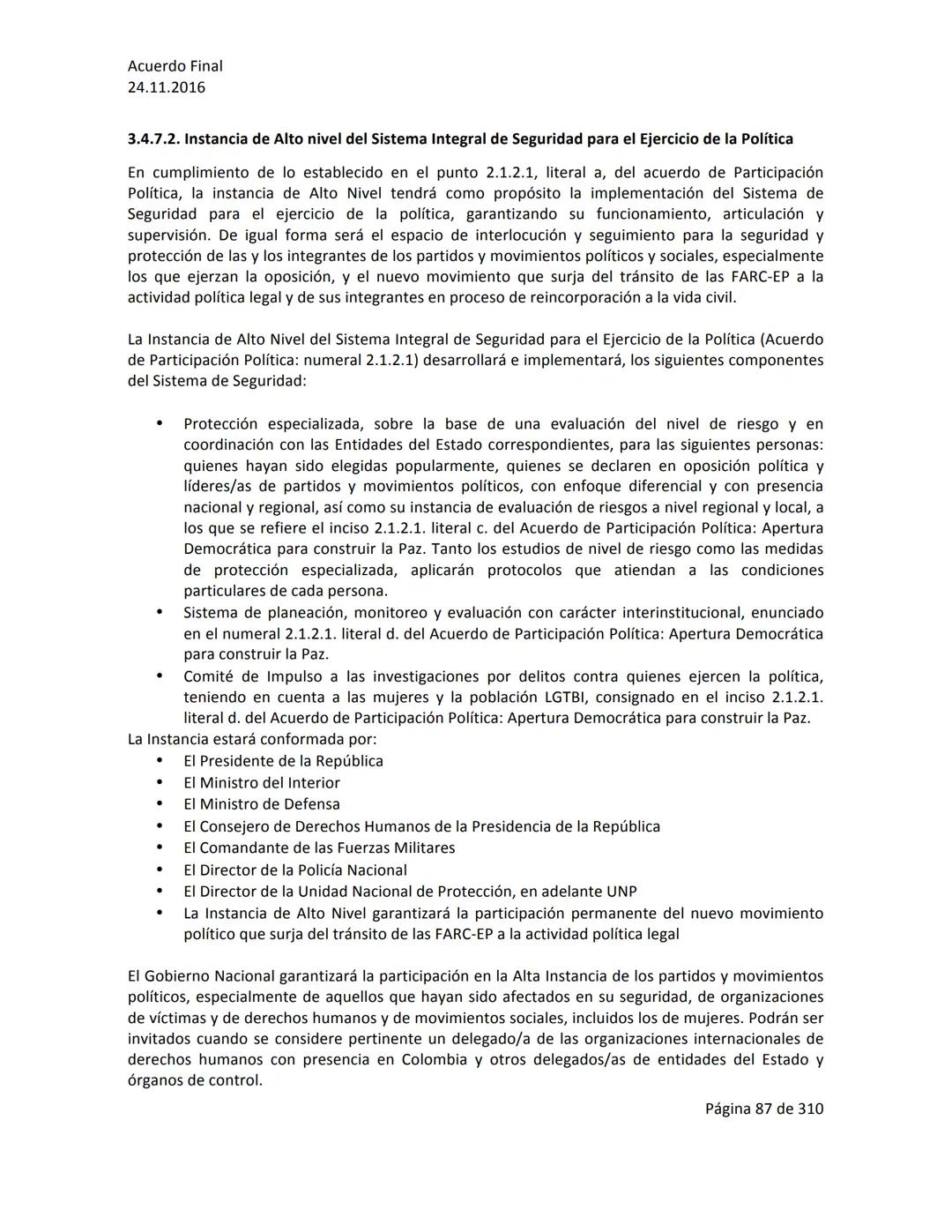 Acuerdo Final
24.11.2016
ACUERDO FINAL PARA LA TERMINACIÓN DEL CONFLICTO Y LA CONSTRUCCIÓN DE UNA PAZ
ESTABLE Y DURADERA
PREÁMBULO
Recordand