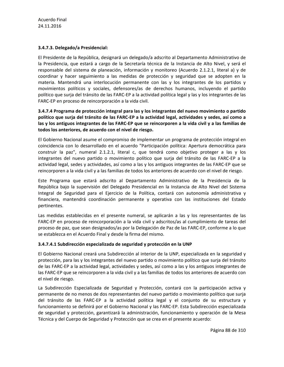 Acuerdo Final
24.11.2016
ACUERDO FINAL PARA LA TERMINACIÓN DEL CONFLICTO Y LA CONSTRUCCIÓN DE UNA PAZ
ESTABLE Y DURADERA
PREÁMBULO
Recordand