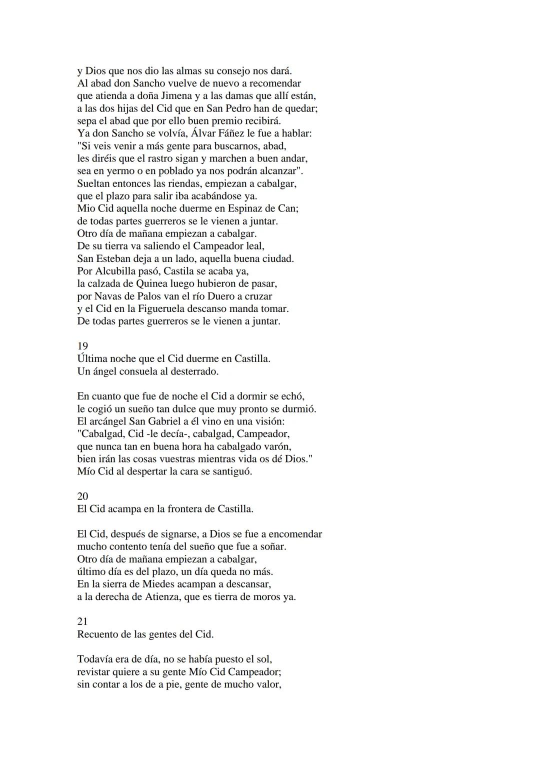 CANTAR DE MIO CID EN CASTELLANO MODERNO
Tirada 1
1.
El Cid convoca a sus vasallos; éstos se destierran con él.
Adiós del Cid a Vivar.
(Envió