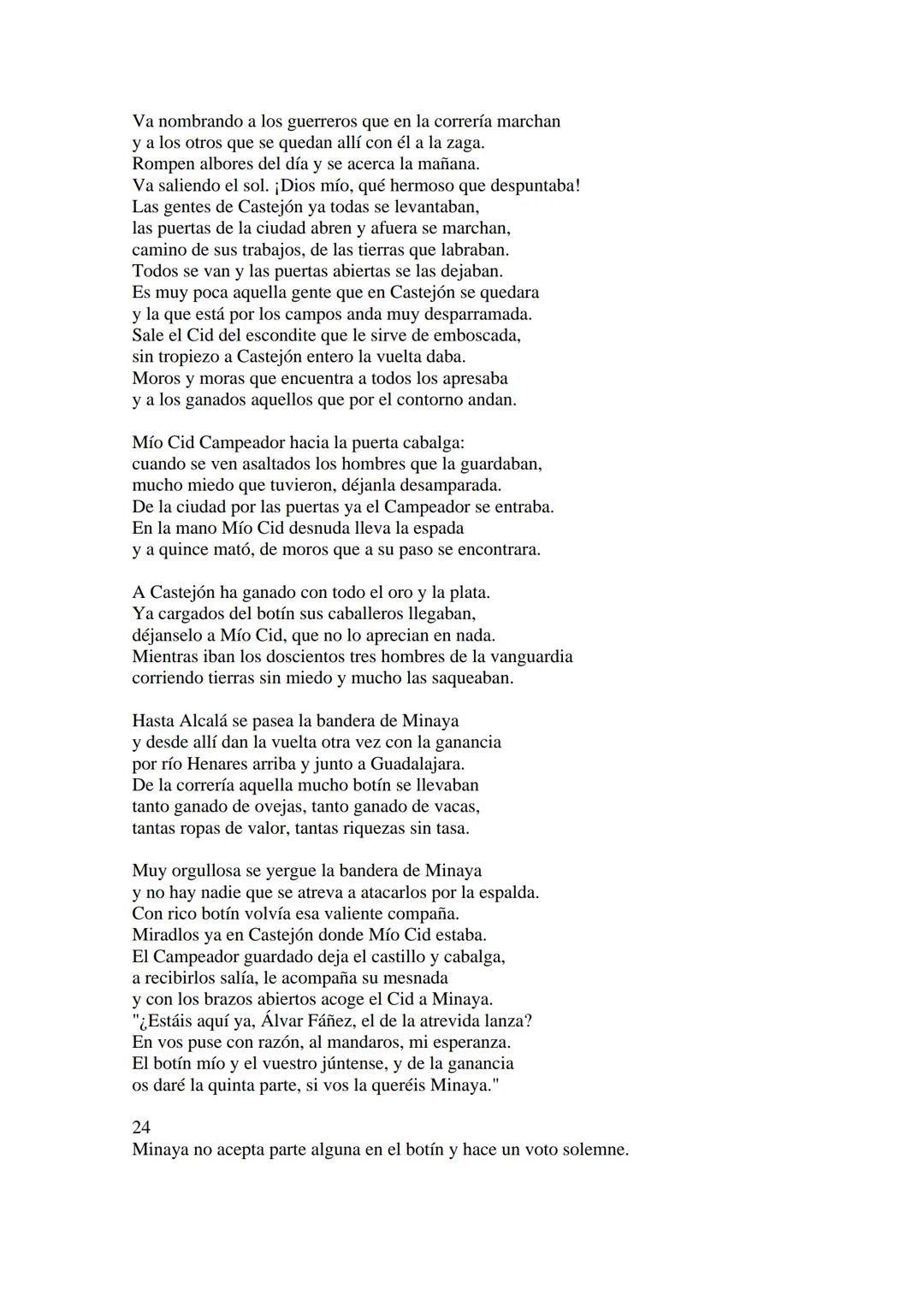 CANTAR DE MIO CID EN CASTELLANO MODERNO
Tirada 1
1.
El Cid convoca a sus vasallos; éstos se destierran con él.
Adiós del Cid a Vivar.
(Envió