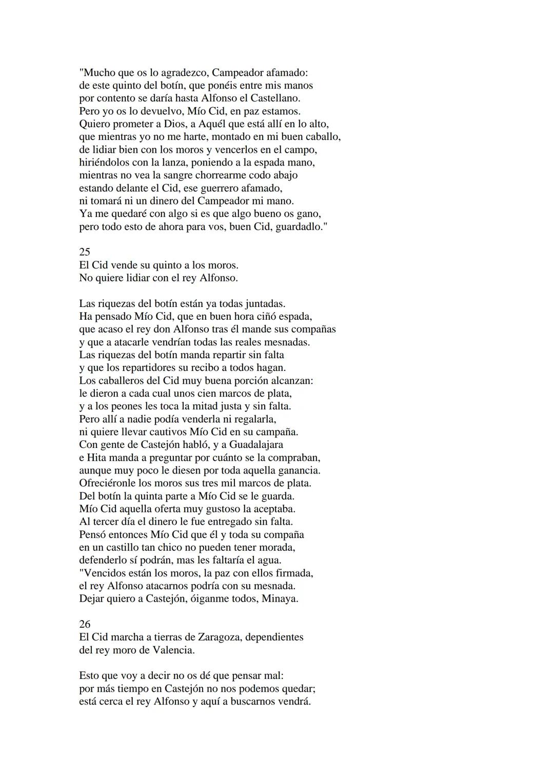 CANTAR DE MIO CID EN CASTELLANO MODERNO
Tirada 1
1.
El Cid convoca a sus vasallos; éstos se destierran con él.
Adiós del Cid a Vivar.
(Envió
