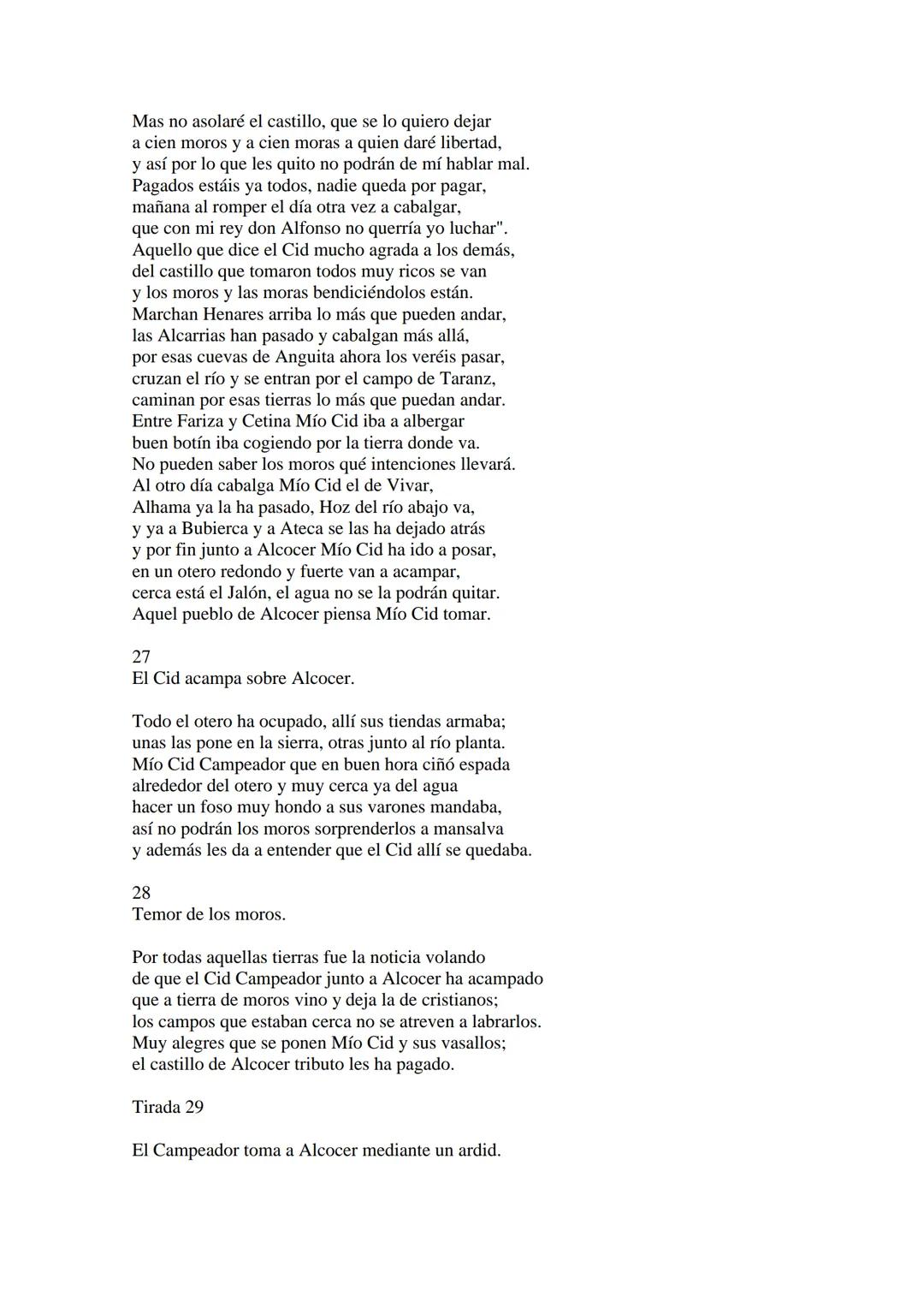 CANTAR DE MIO CID EN CASTELLANO MODERNO
Tirada 1
1.
El Cid convoca a sus vasallos; éstos se destierran con él.
Adiós del Cid a Vivar.
(Envió