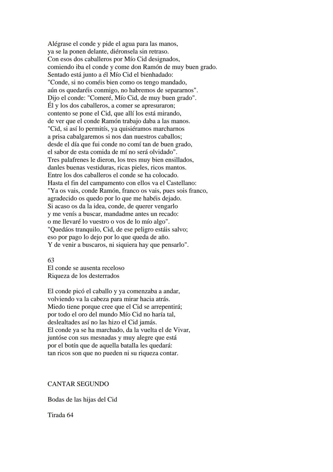 CANTAR DE MIO CID EN CASTELLANO MODERNO
Tirada 1
1.
El Cid convoca a sus vasallos; éstos se destierran con él.
Adiós del Cid a Vivar.
(Envió