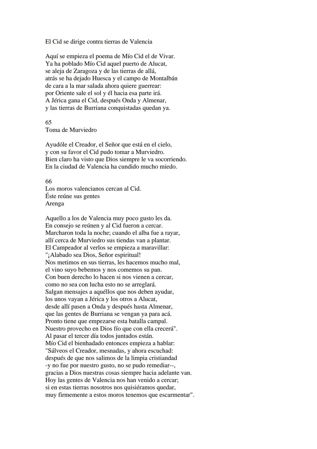 CANTAR DE MIO CID EN CASTELLANO MODERNO
Tirada 1
1.
El Cid convoca a sus vasallos; éstos se destierran con él.
Adiós del Cid a Vivar.
(Envió